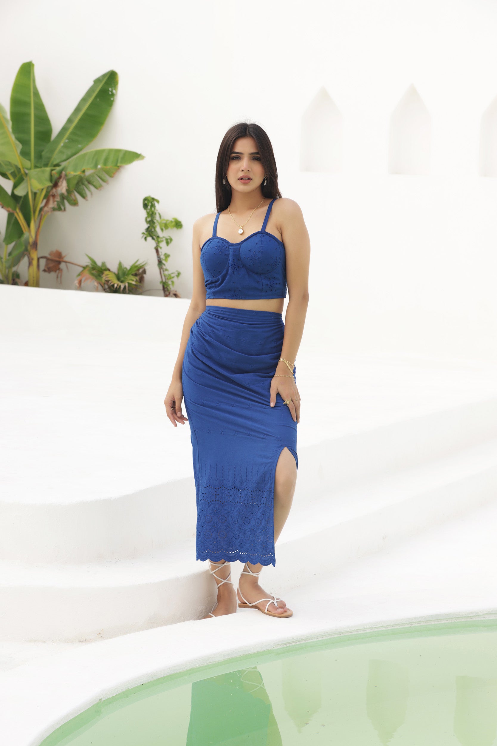 Shiffli Blue Nirvi Skirt Set