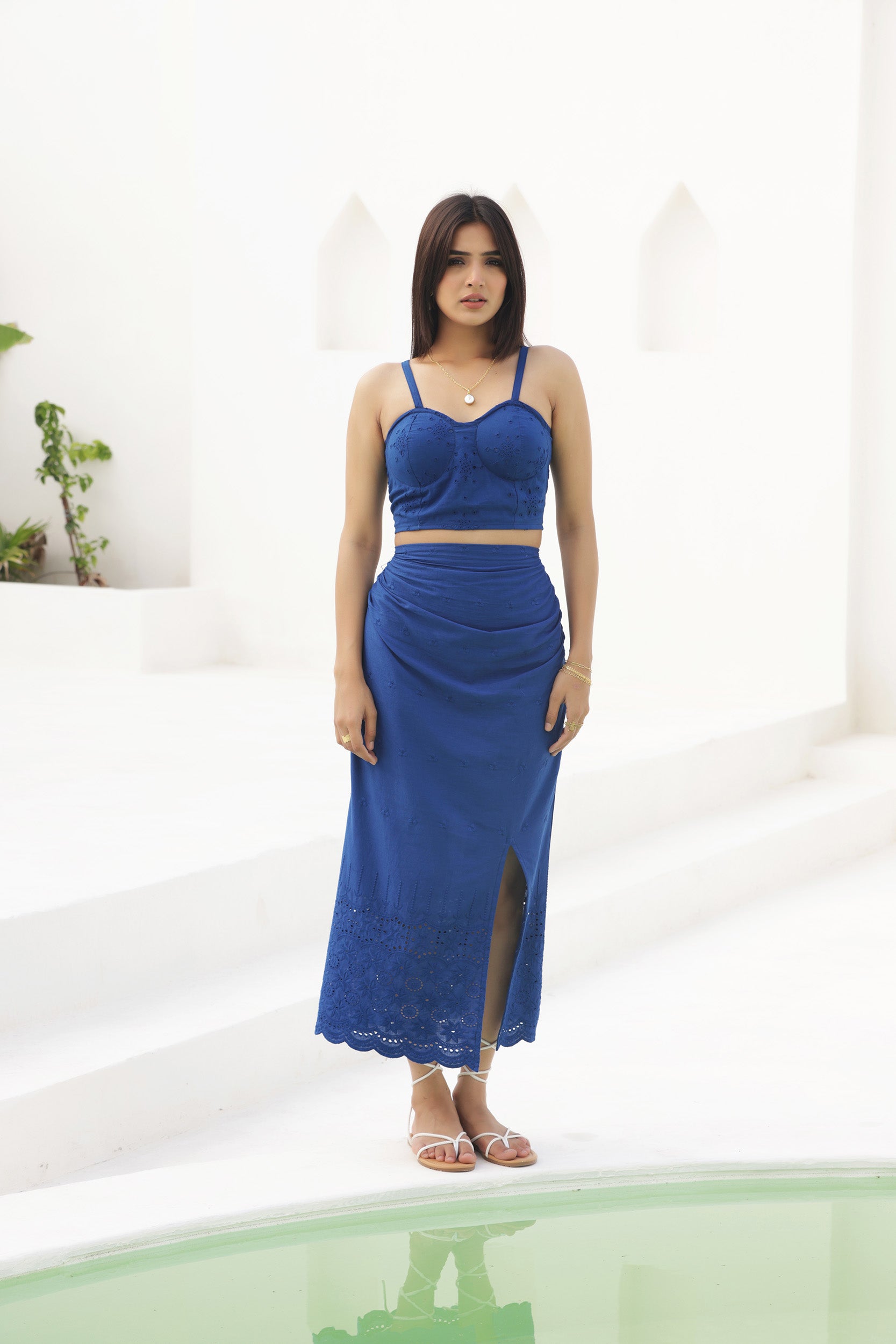 Shiffli Blue Nirvi Skirt Set
