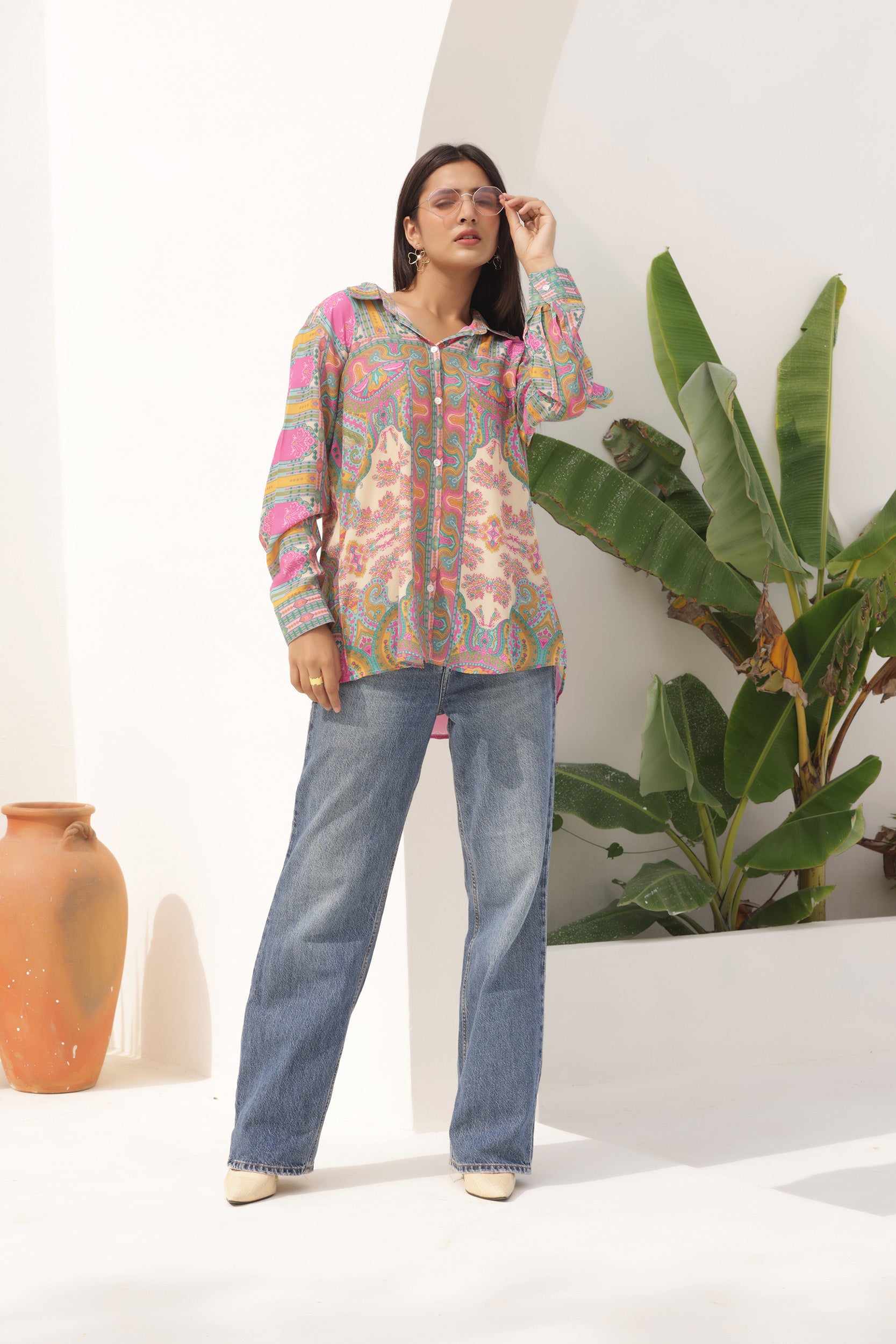 Poly Yellow Jharoka Shirt