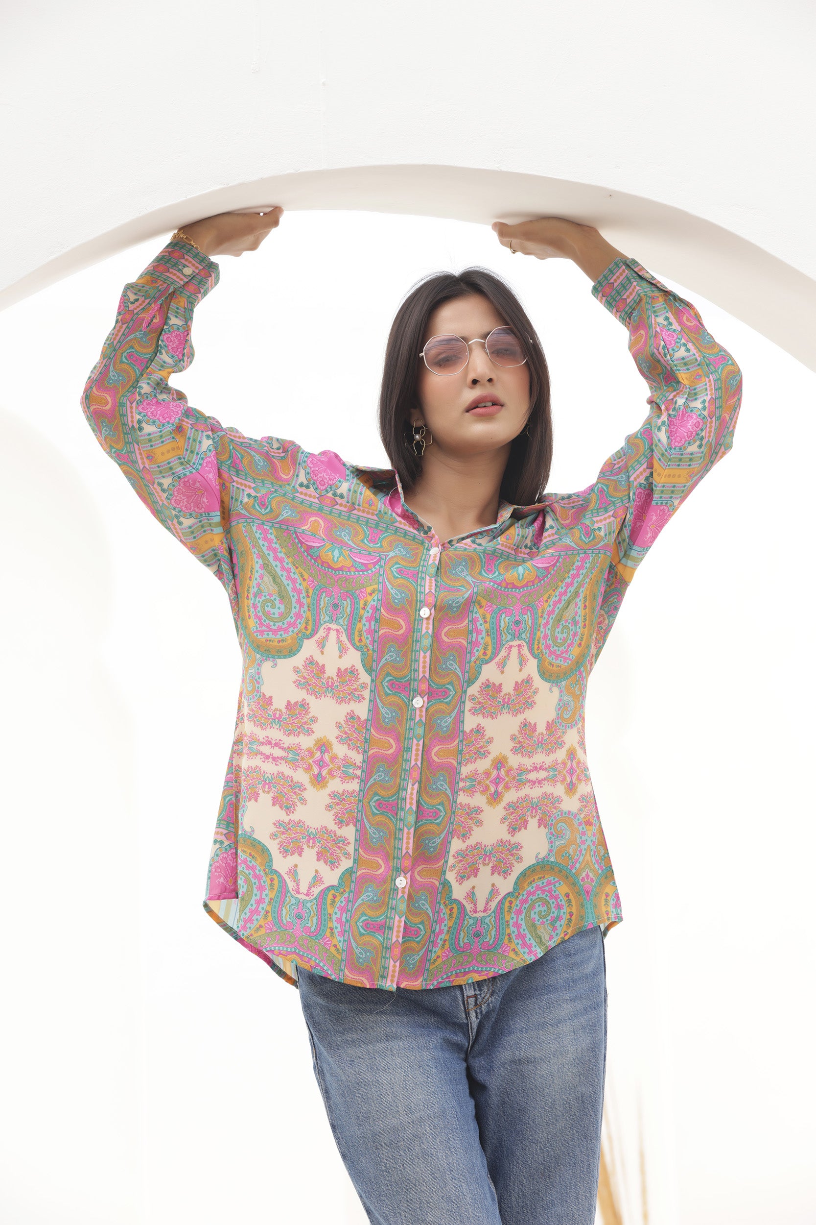 Poly Yellow Jharoka Shirt