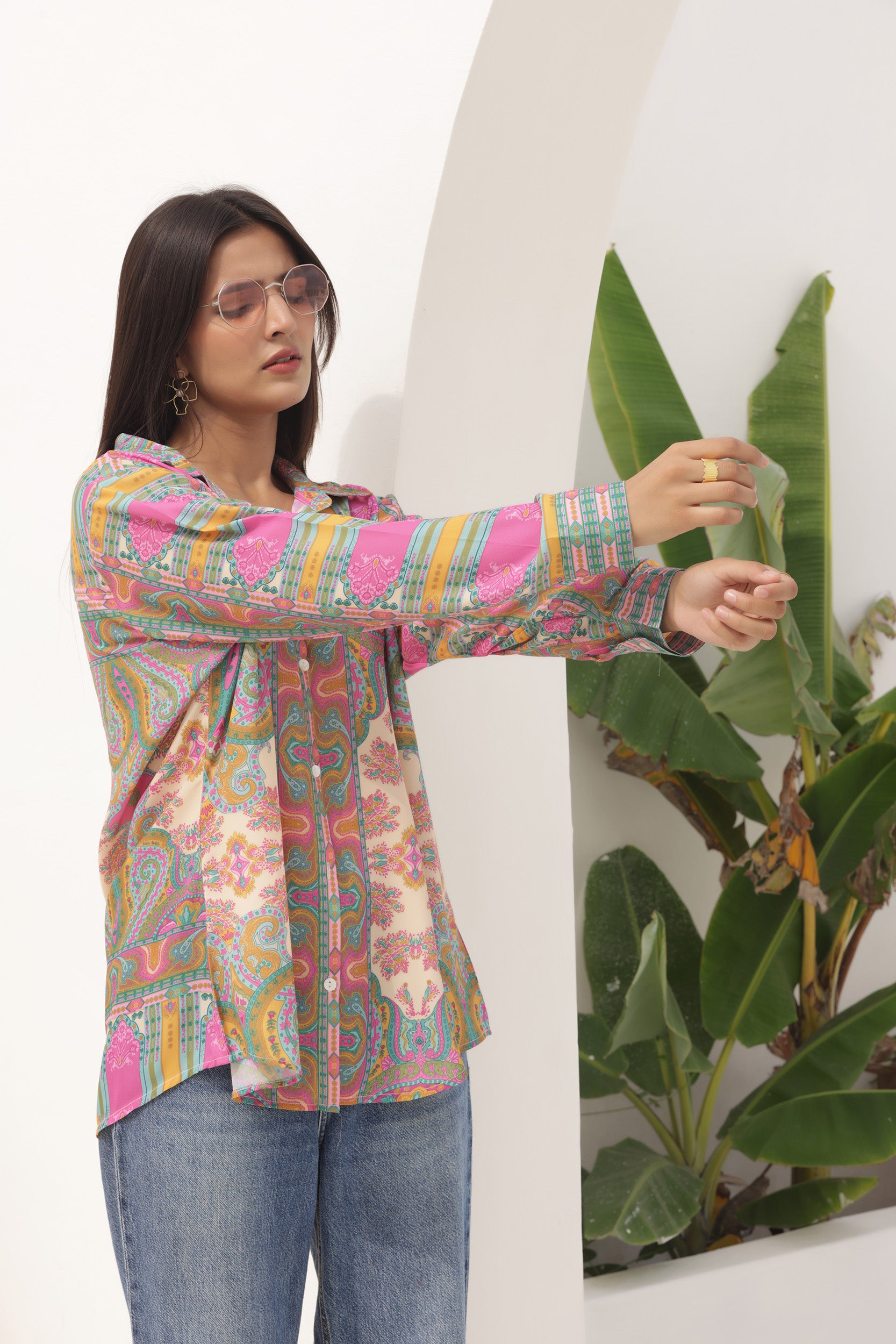 Poly Yellow Jharoka Shirt