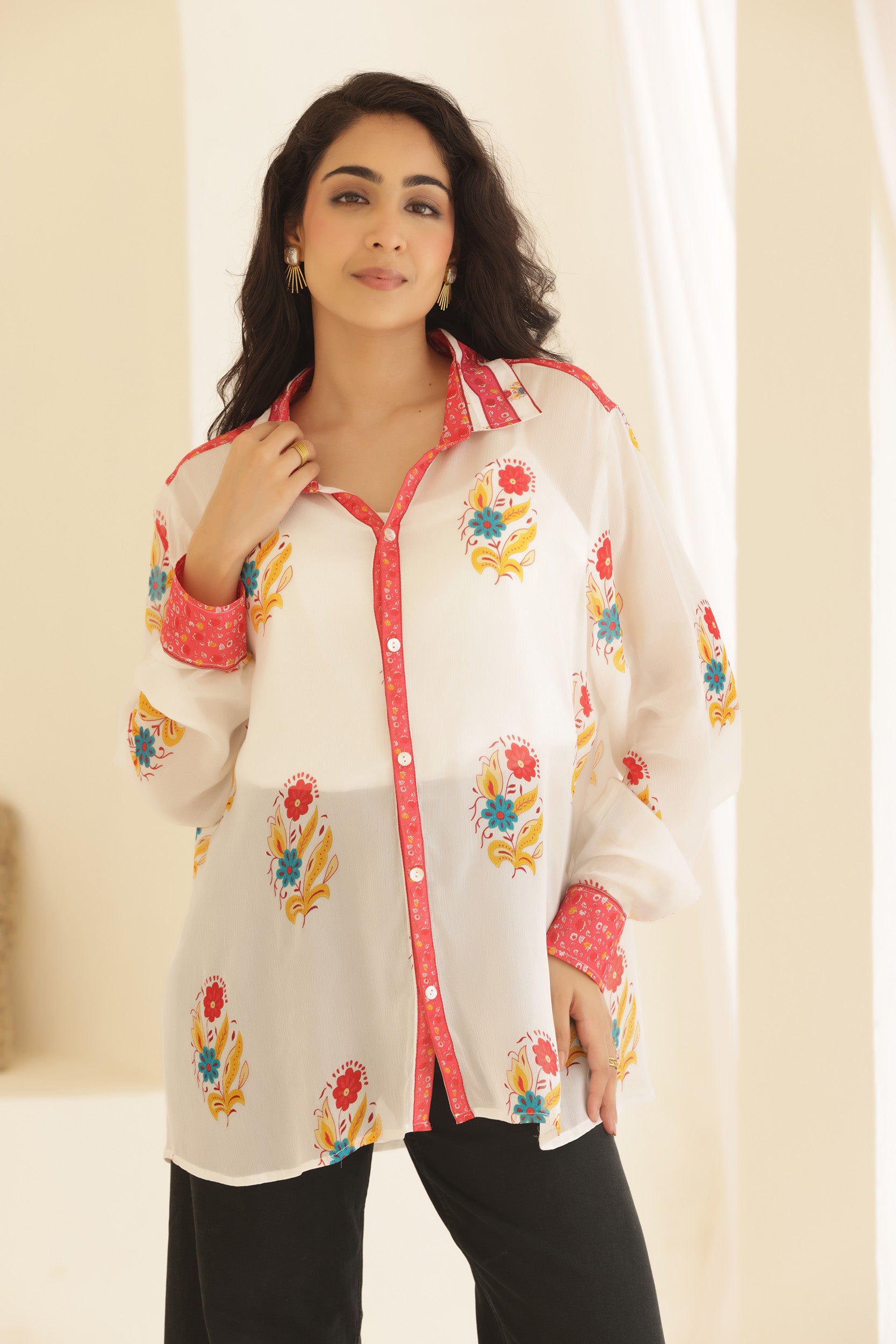 Chinon Red Block Shirt