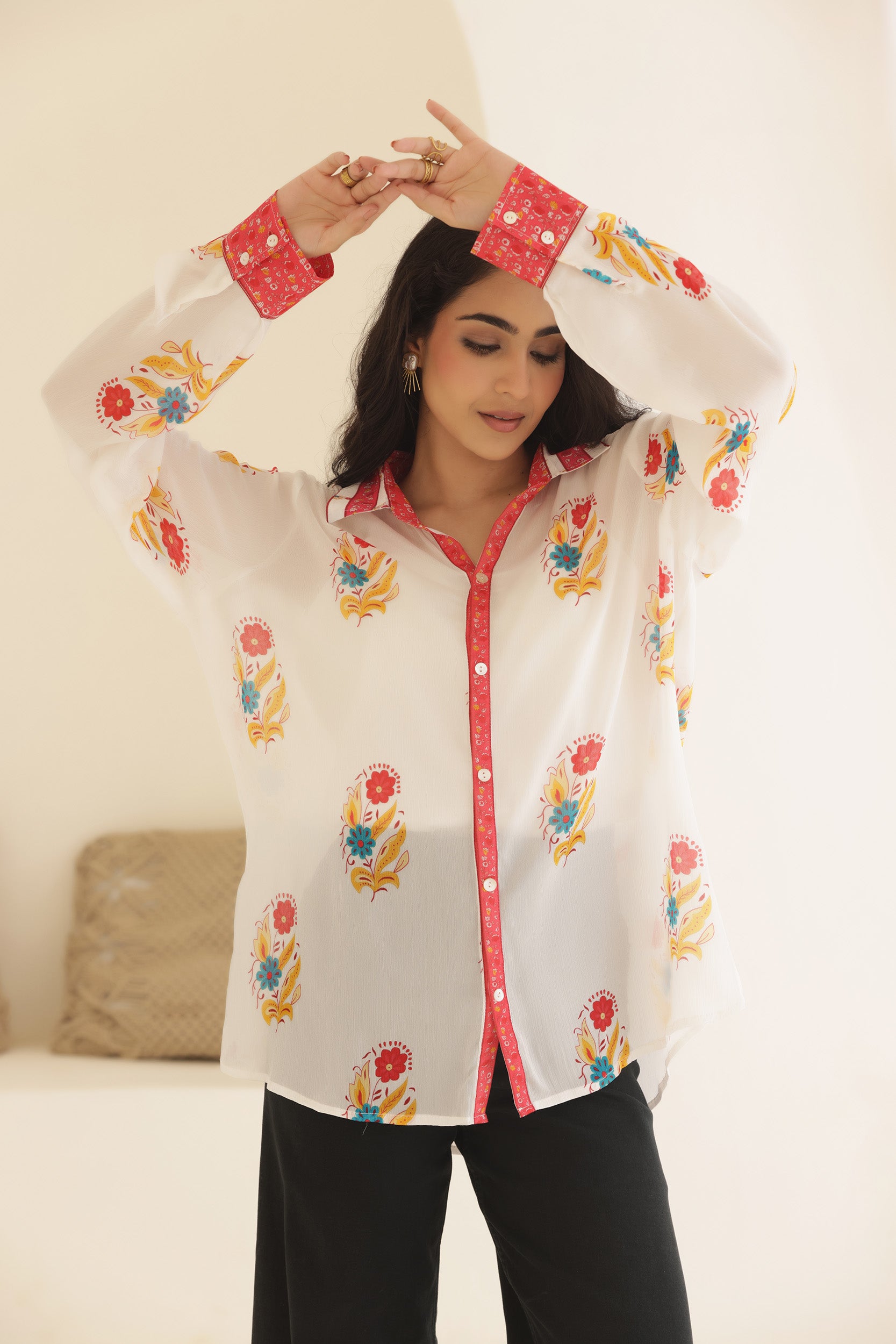 Chinon Red Block Shirt