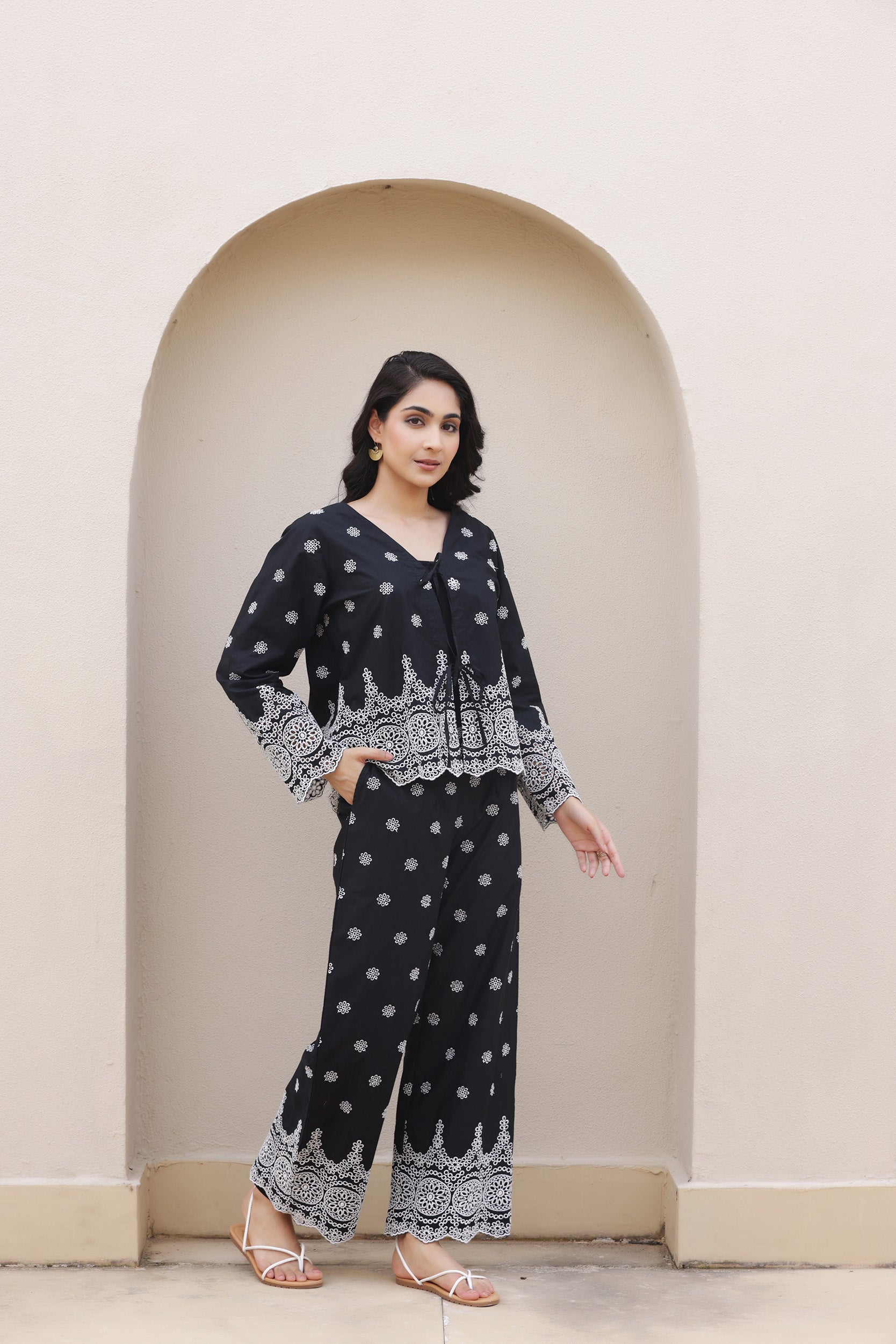 Black Shiffli Tie-On Co-ord Set