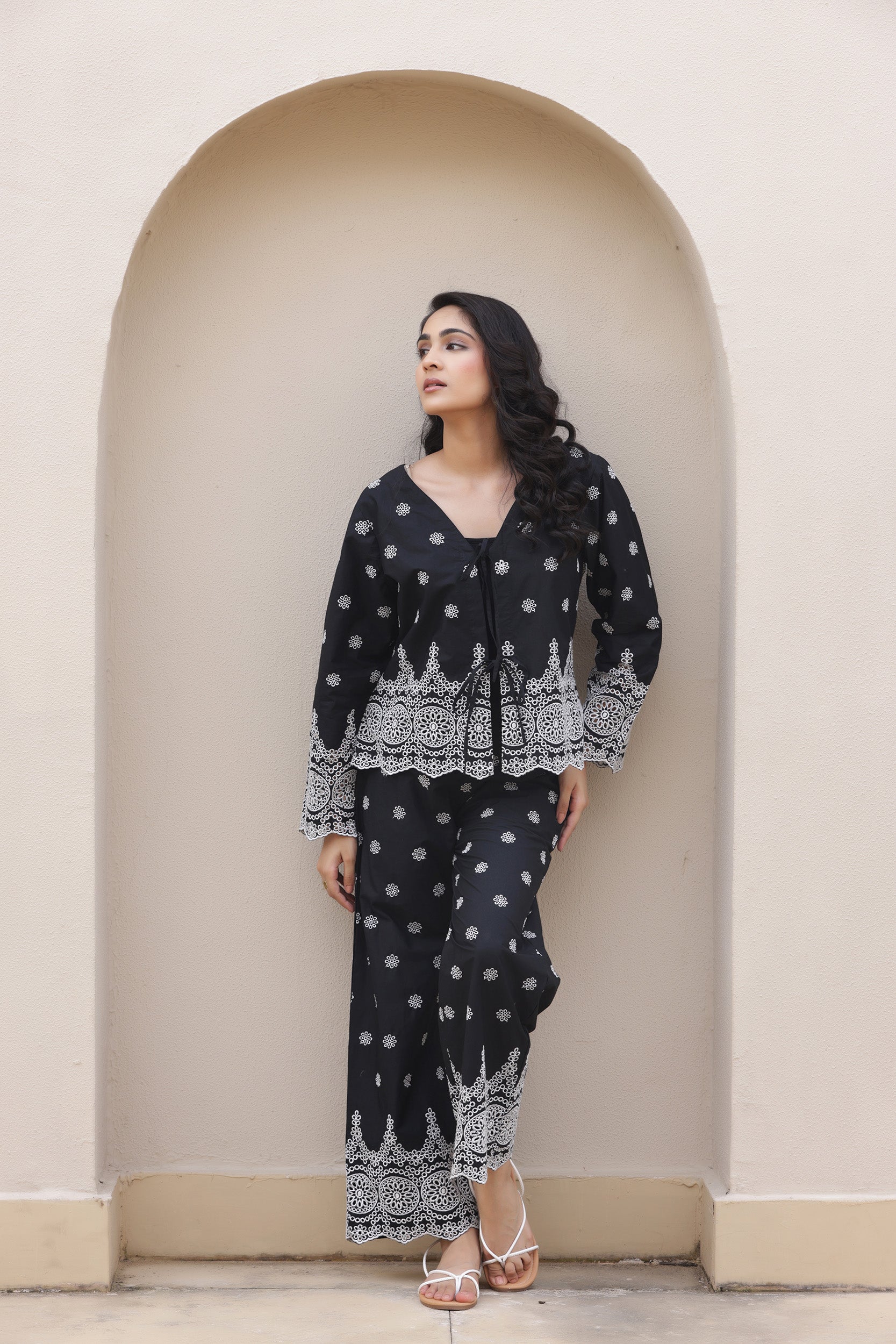 Black Shiffli Tie-On Co-ord Set