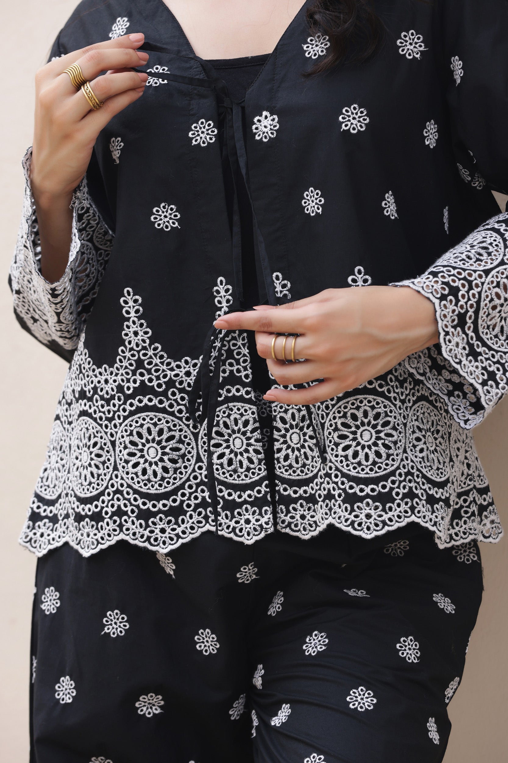 Black Shiffli Tie-On Co-ord Set