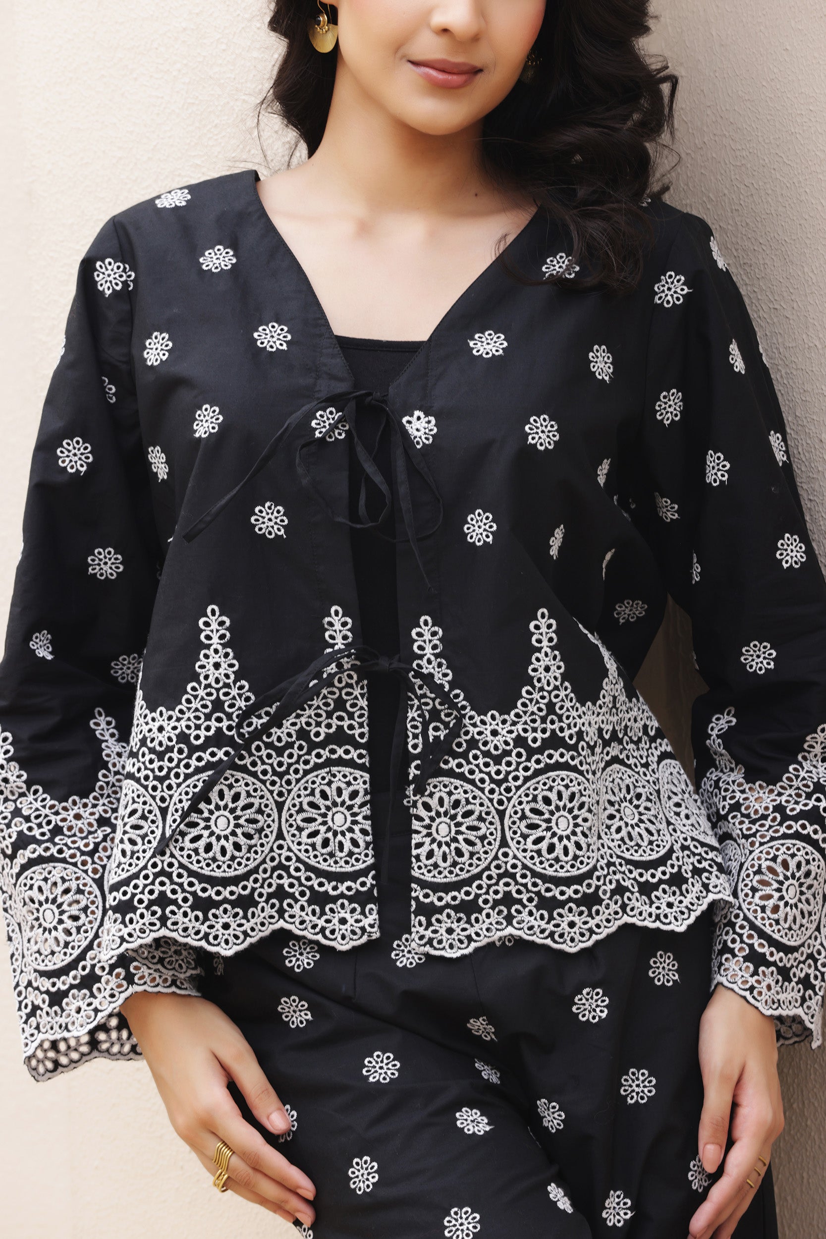 Black Shiffli Tie-On Co-ord Set
