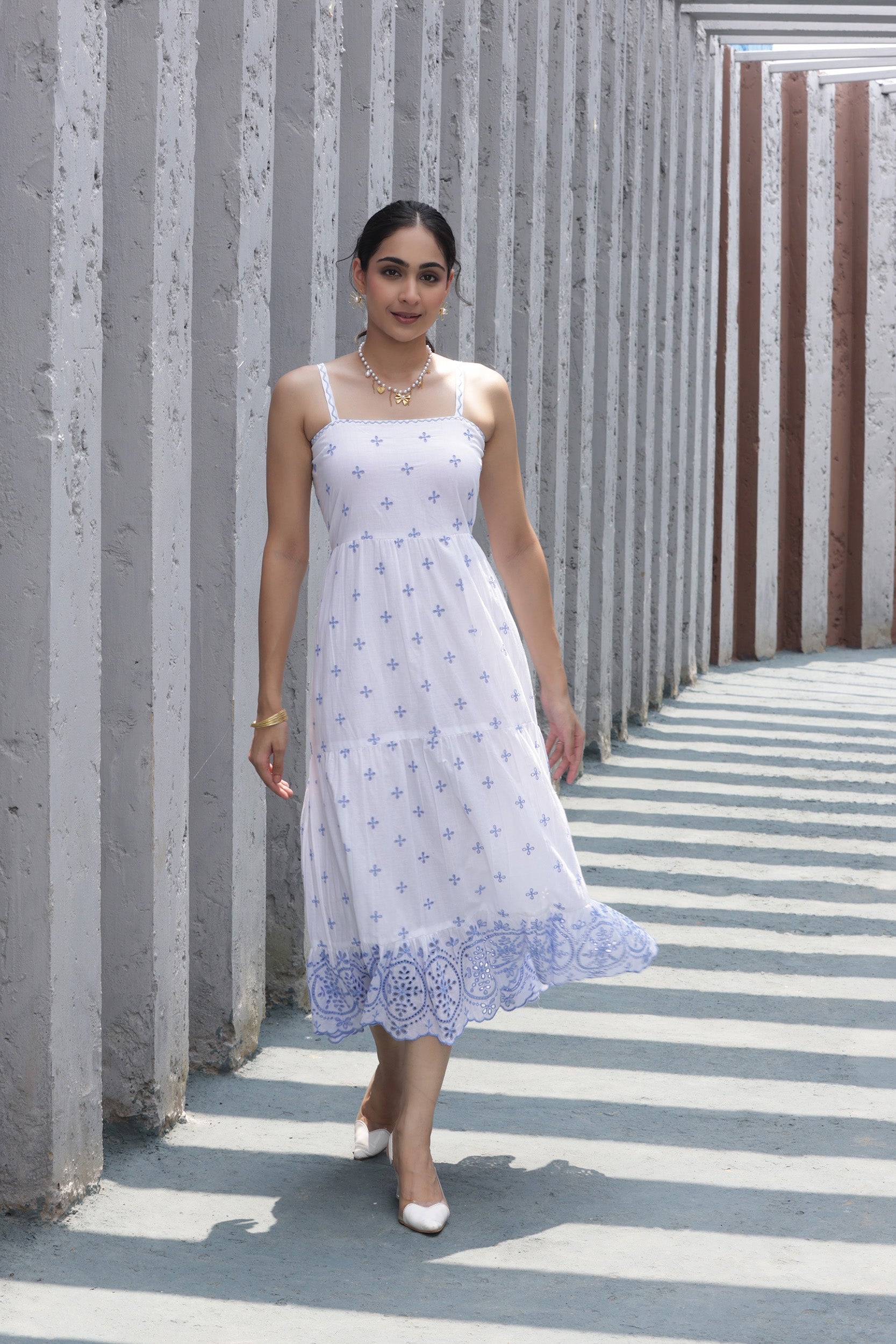 White Shiffli Joy Tier Dress