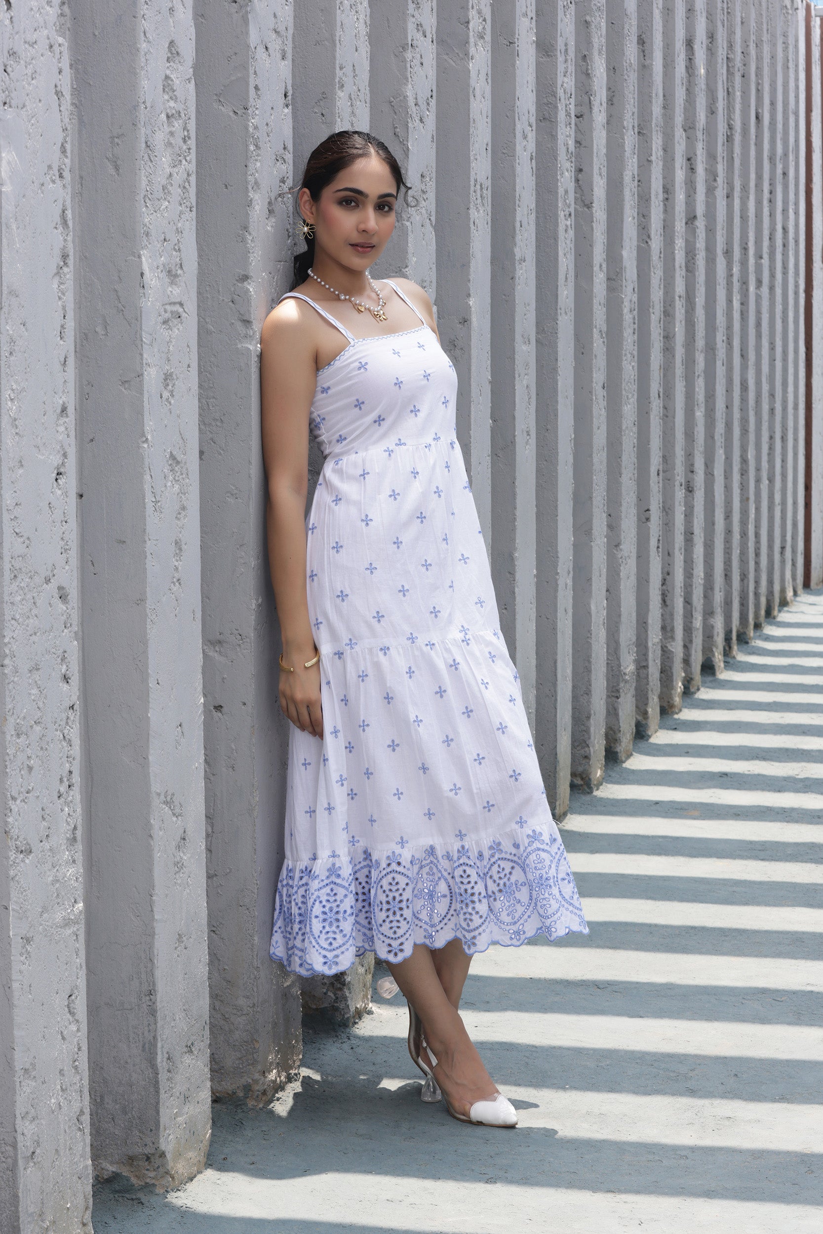 White Shiffli Joy Tier Dress