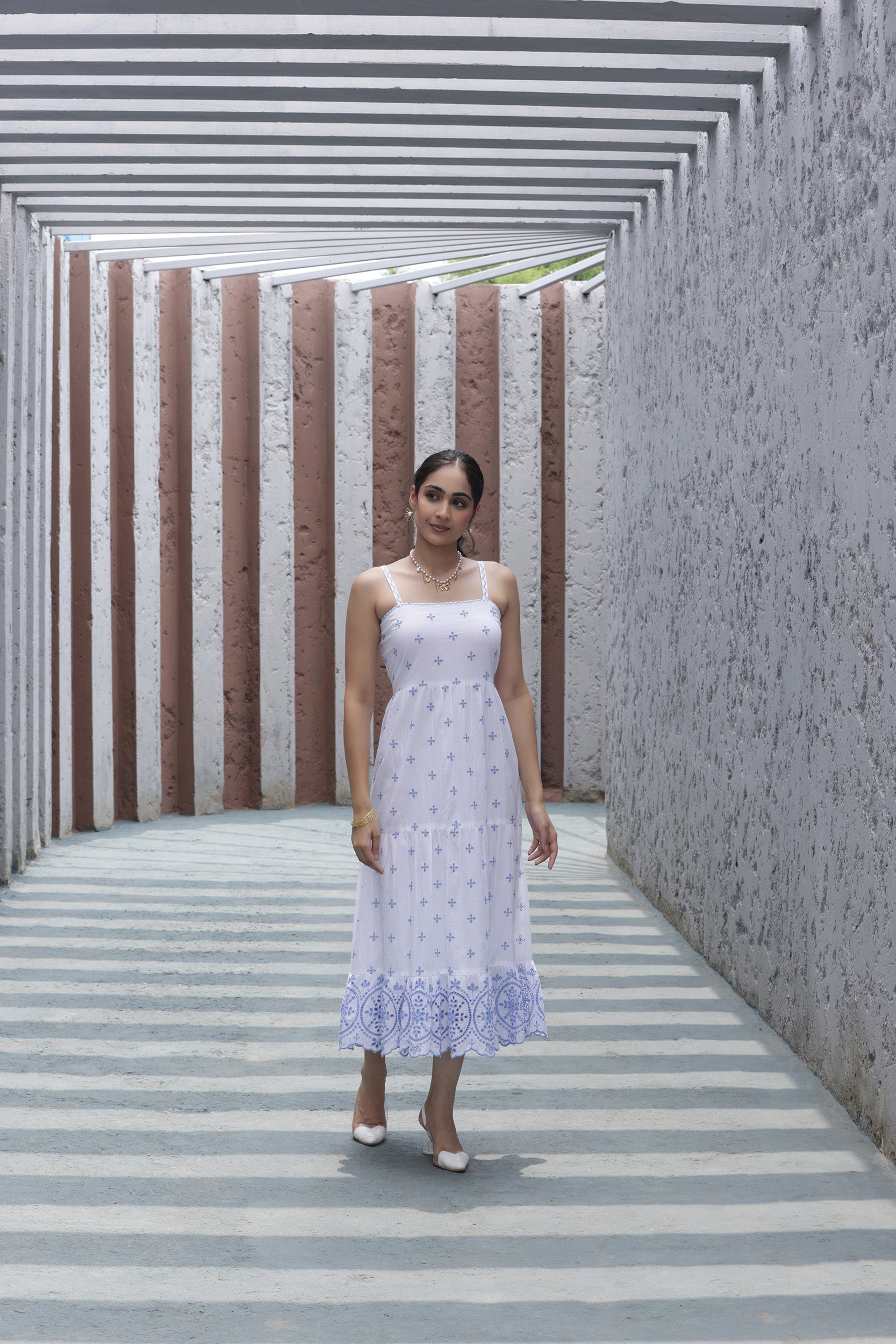 White Shiffli Joy Tier Dress