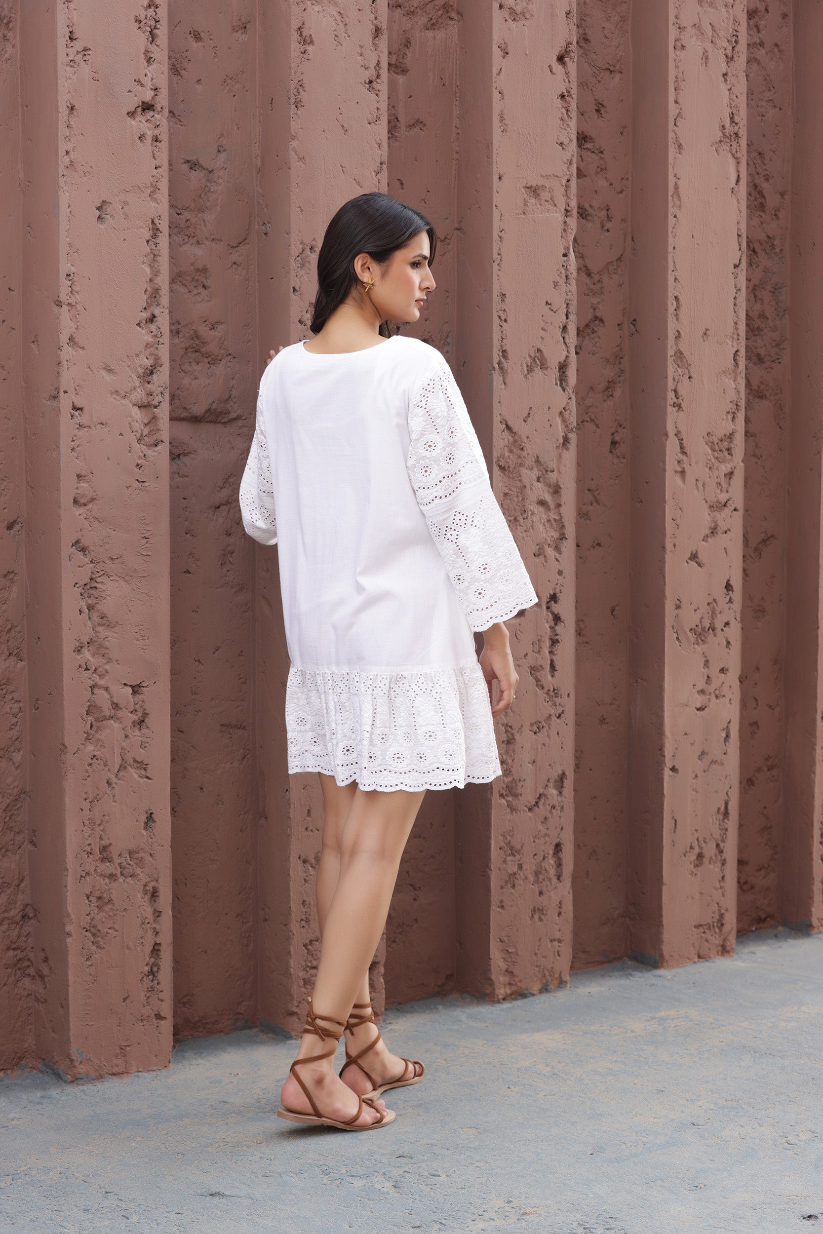 White Shiffli Grace Dress