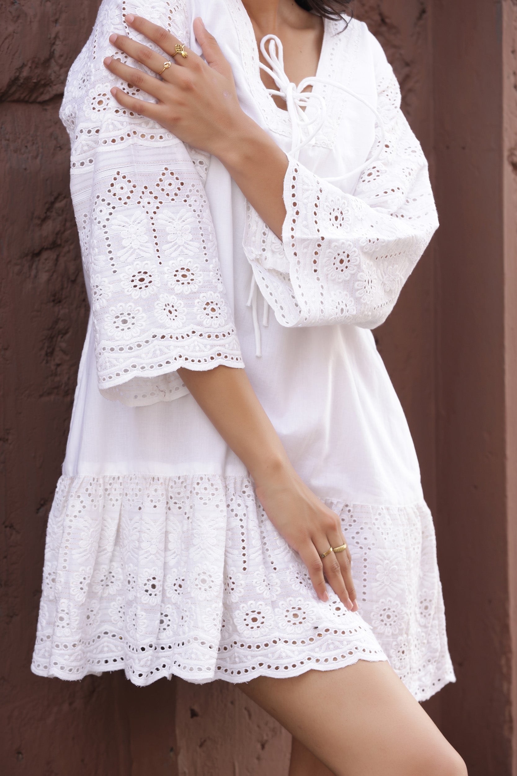 White Shiffli Grace Dress
