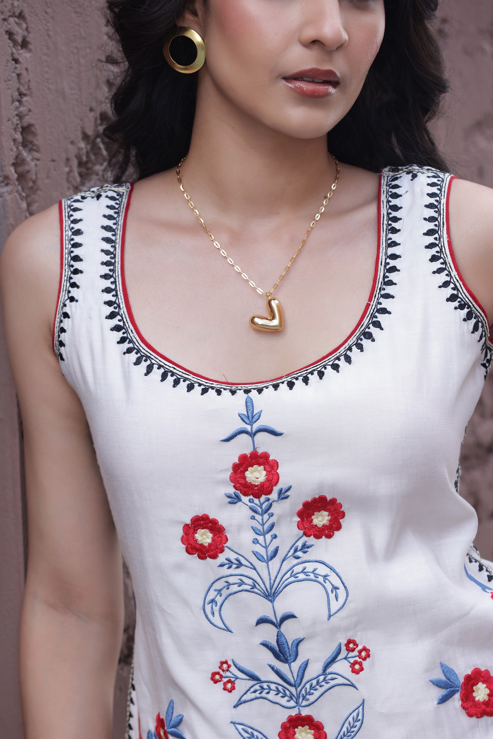 White Embroidery Mini Dress