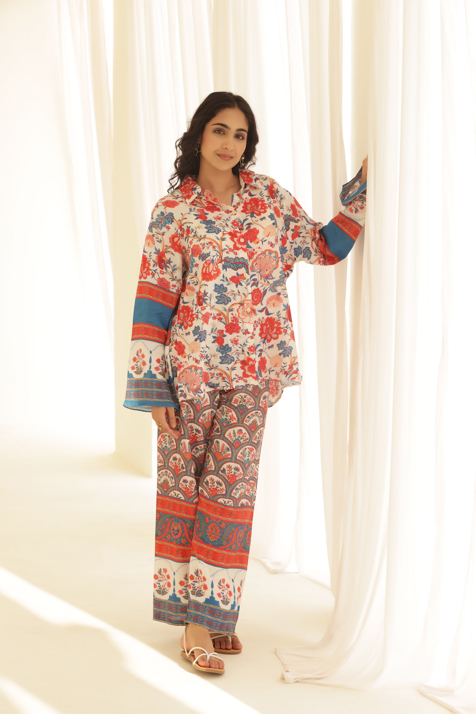 Linen Sangaria Floral Co-ord Set