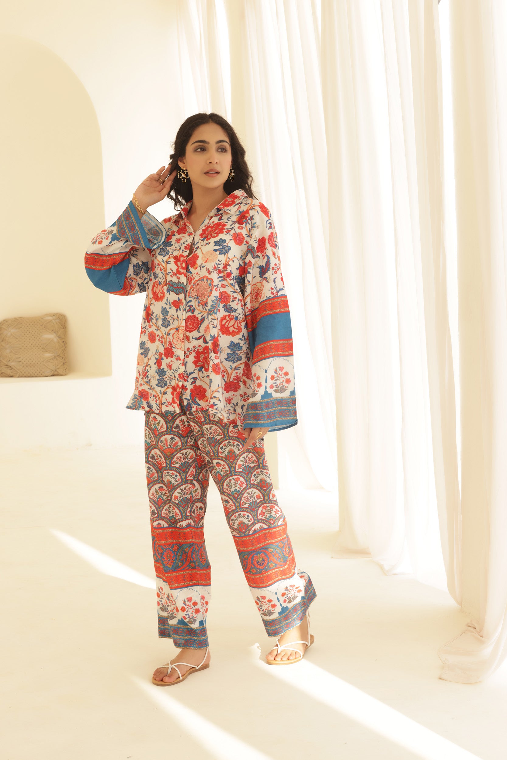 Linen Sangaria Floral Co-ord Set