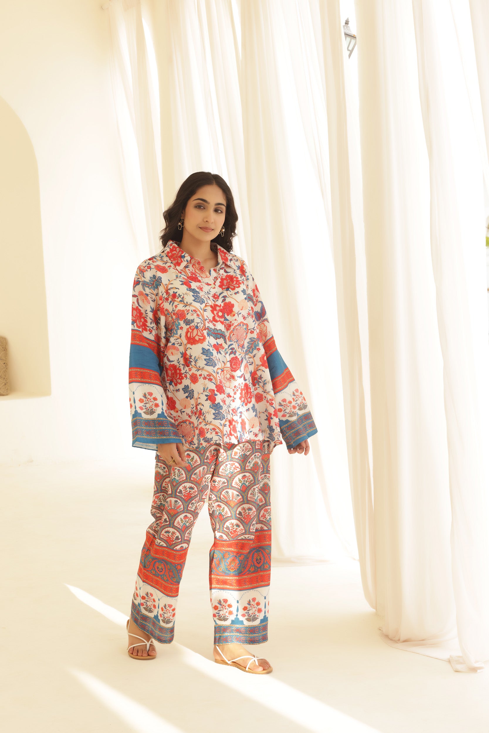 Linen Sangaria Floral Co-ord Set