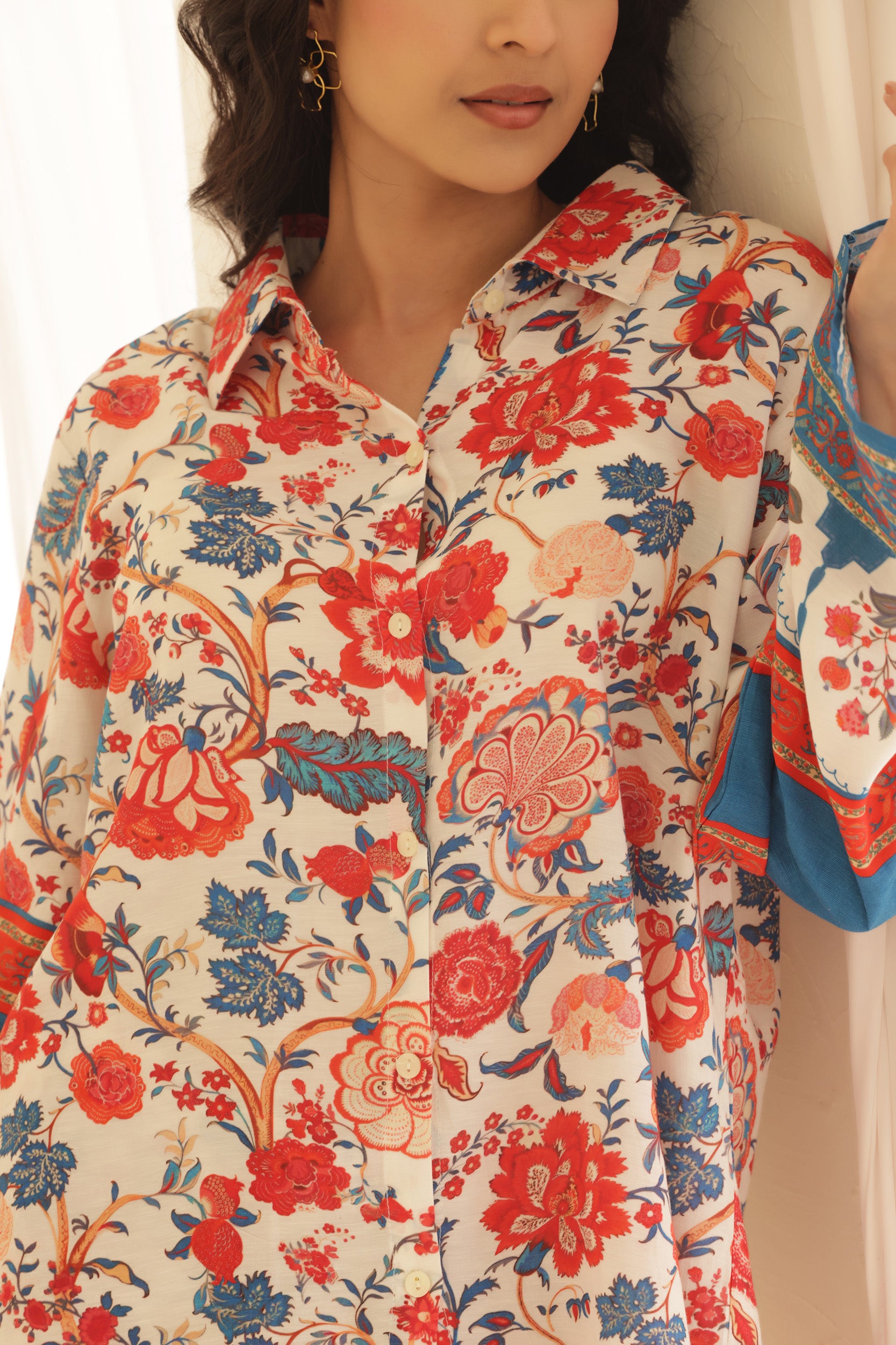 Linen Sangaria Floral Co-ord Set