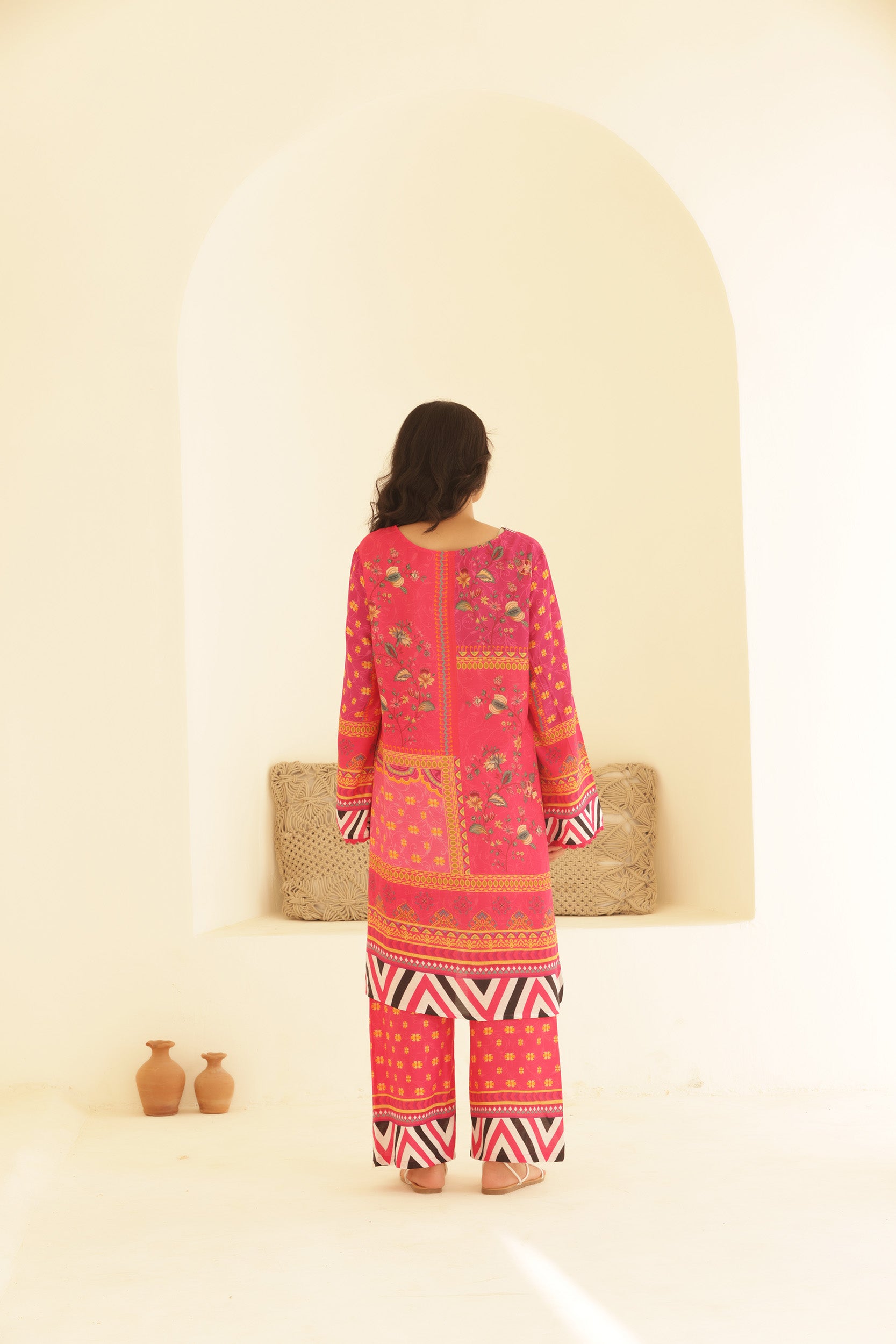 Linen Pink Mono Floral Co-ord set