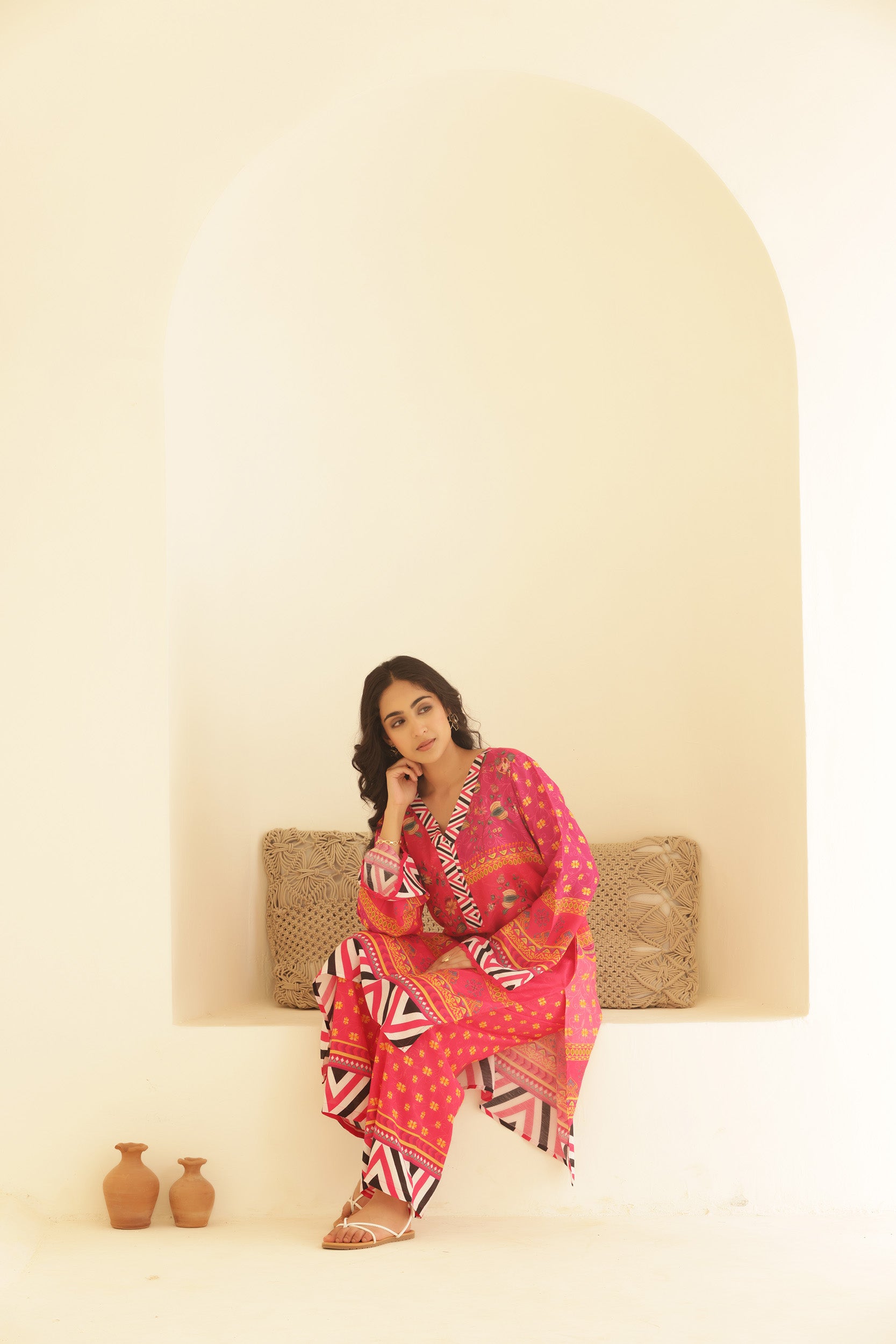 Linen Pink Mono Floral Co-ord set