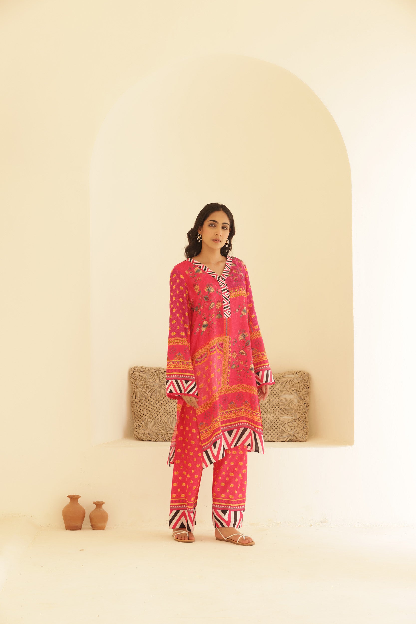 Linen Pink Mono Floral Co-ord set