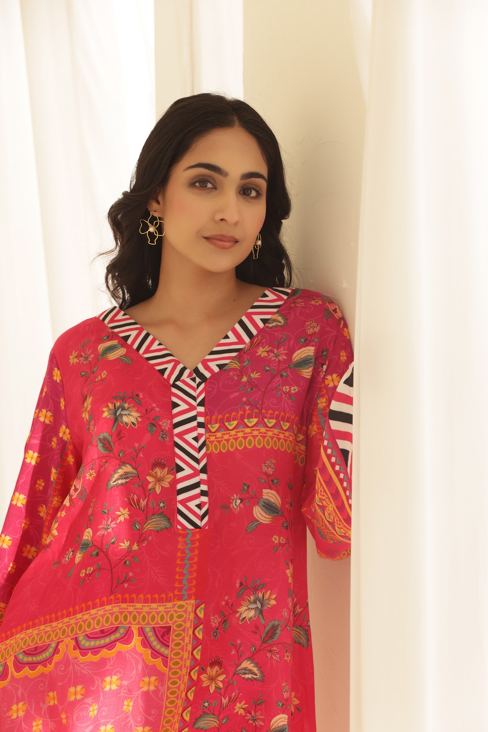 Linen Pink Mono Floral Co-ord set