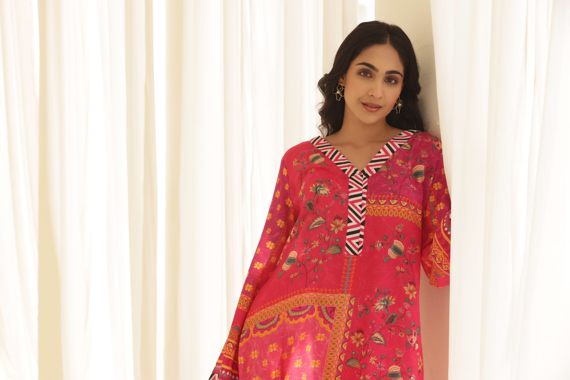 Linen Pink Mono Floral Co-ord set