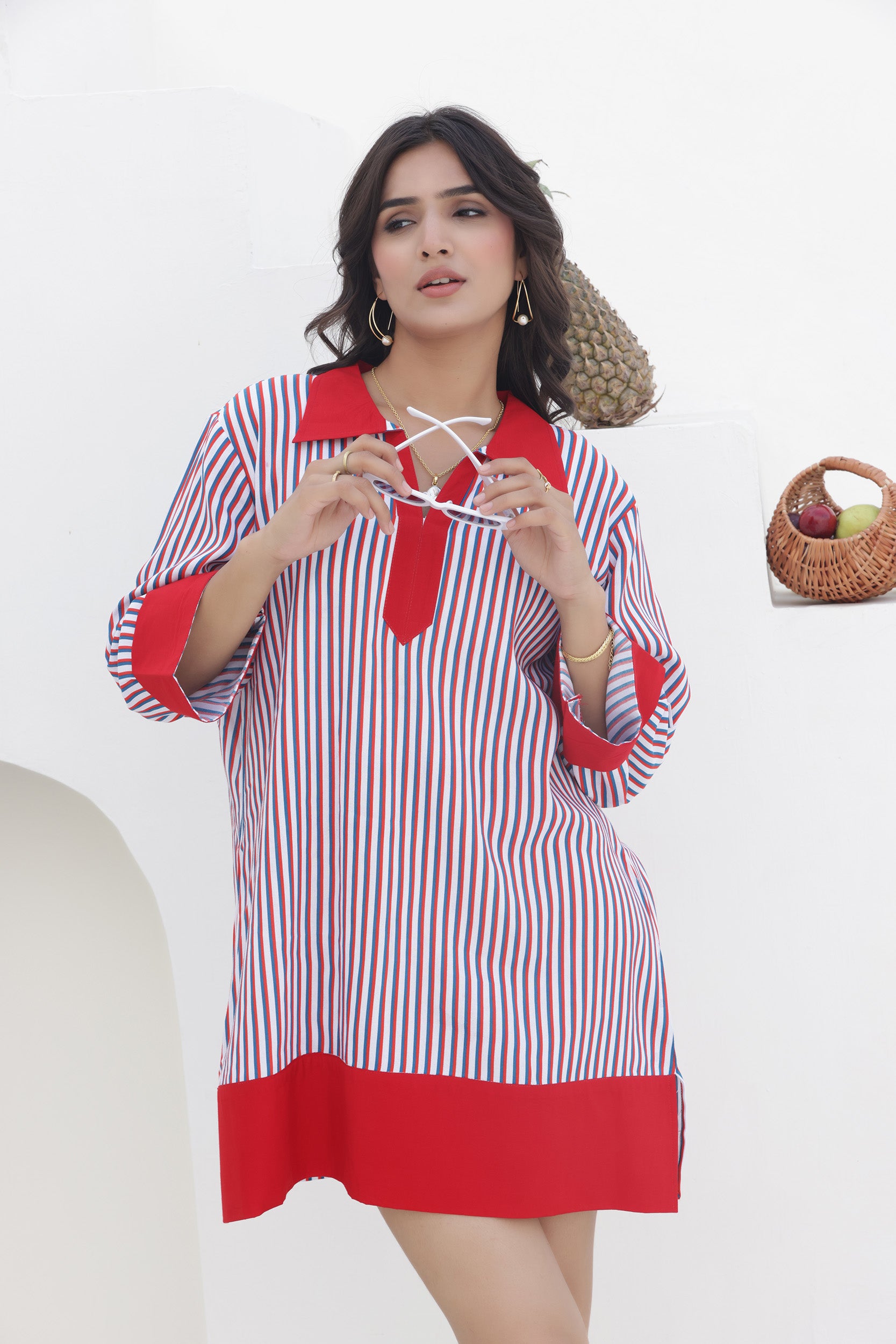 Rayon Raspberry Short Dress