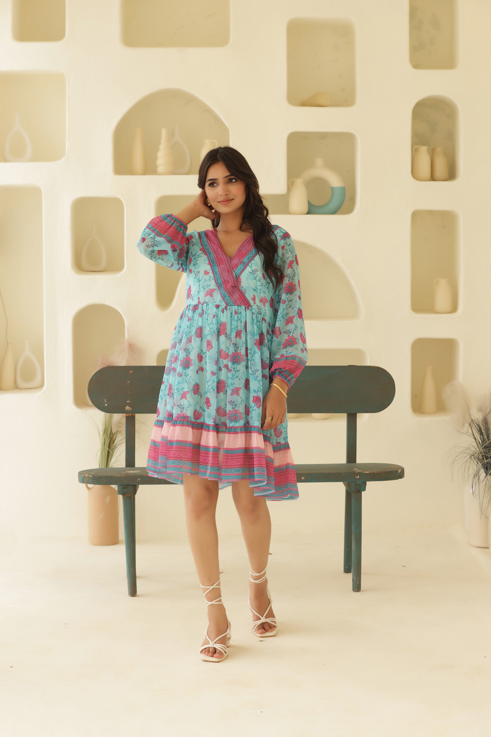 Georgette Chings Blue Short Dress