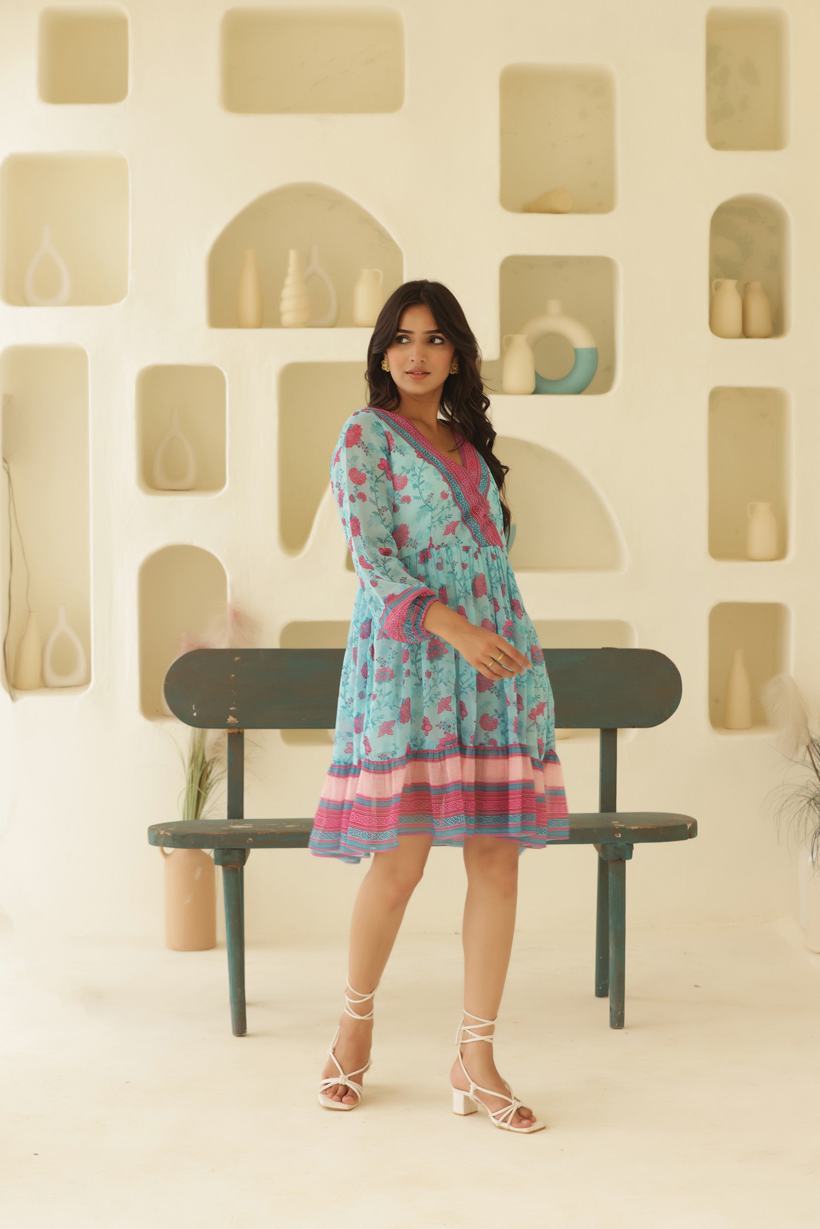 Georgette Chings Blue Short Dress