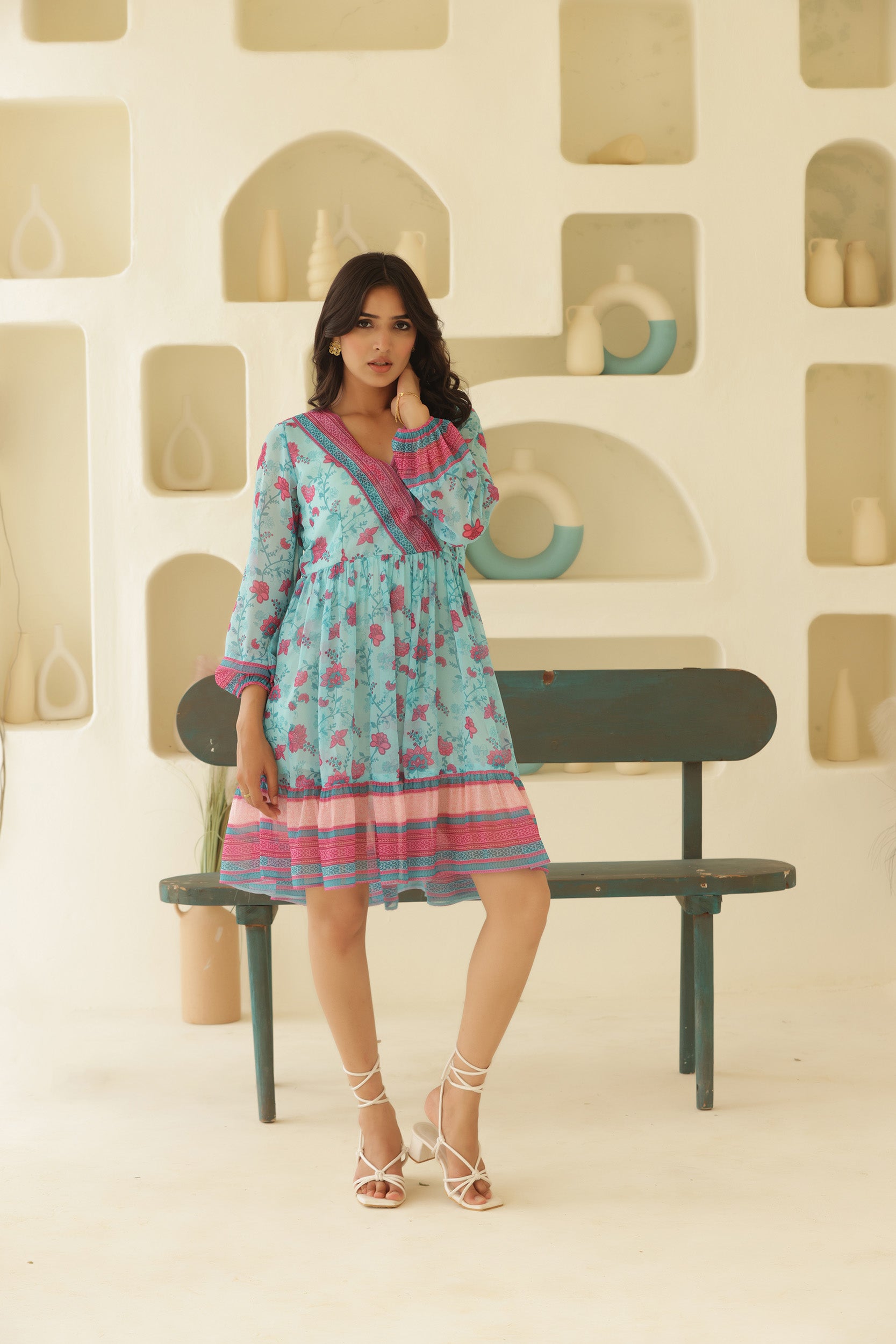 Georgette Chings Blue Short Dress