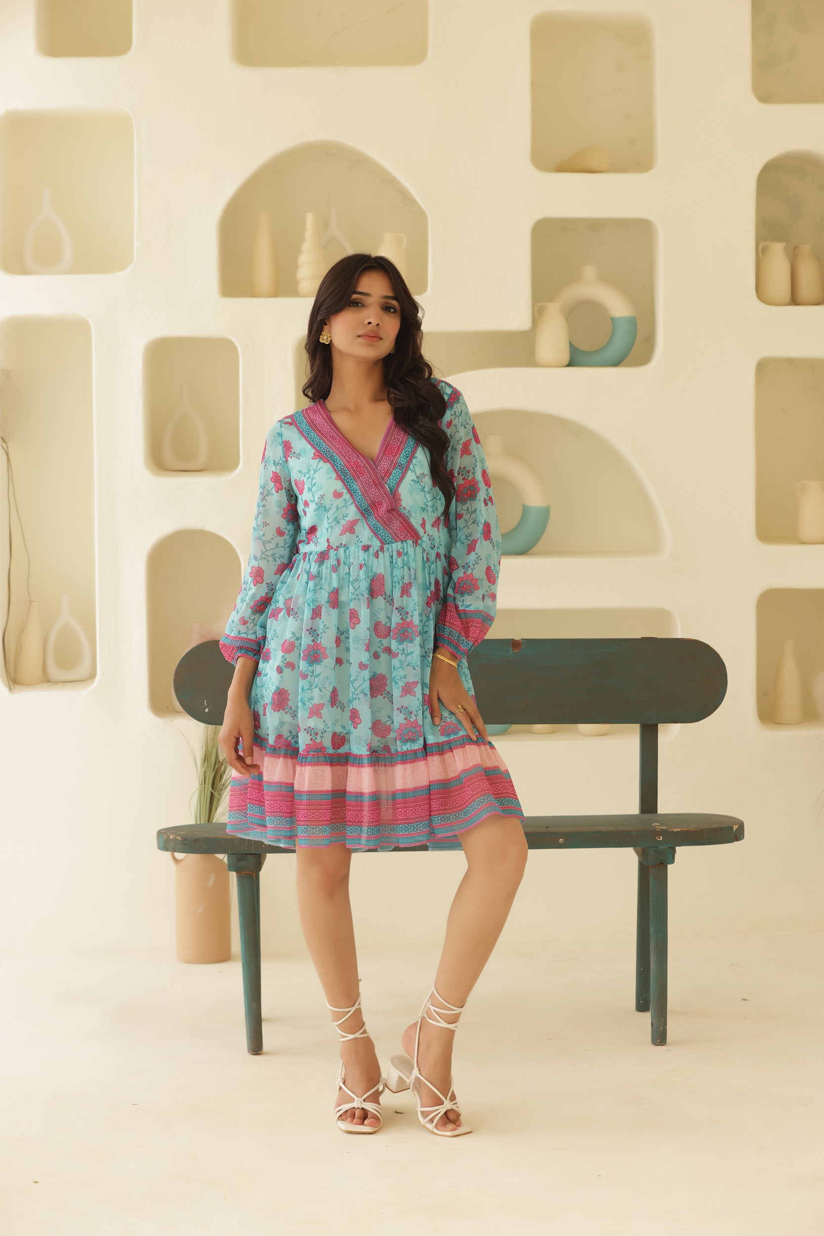 Georgette Chings Blue Short Dress