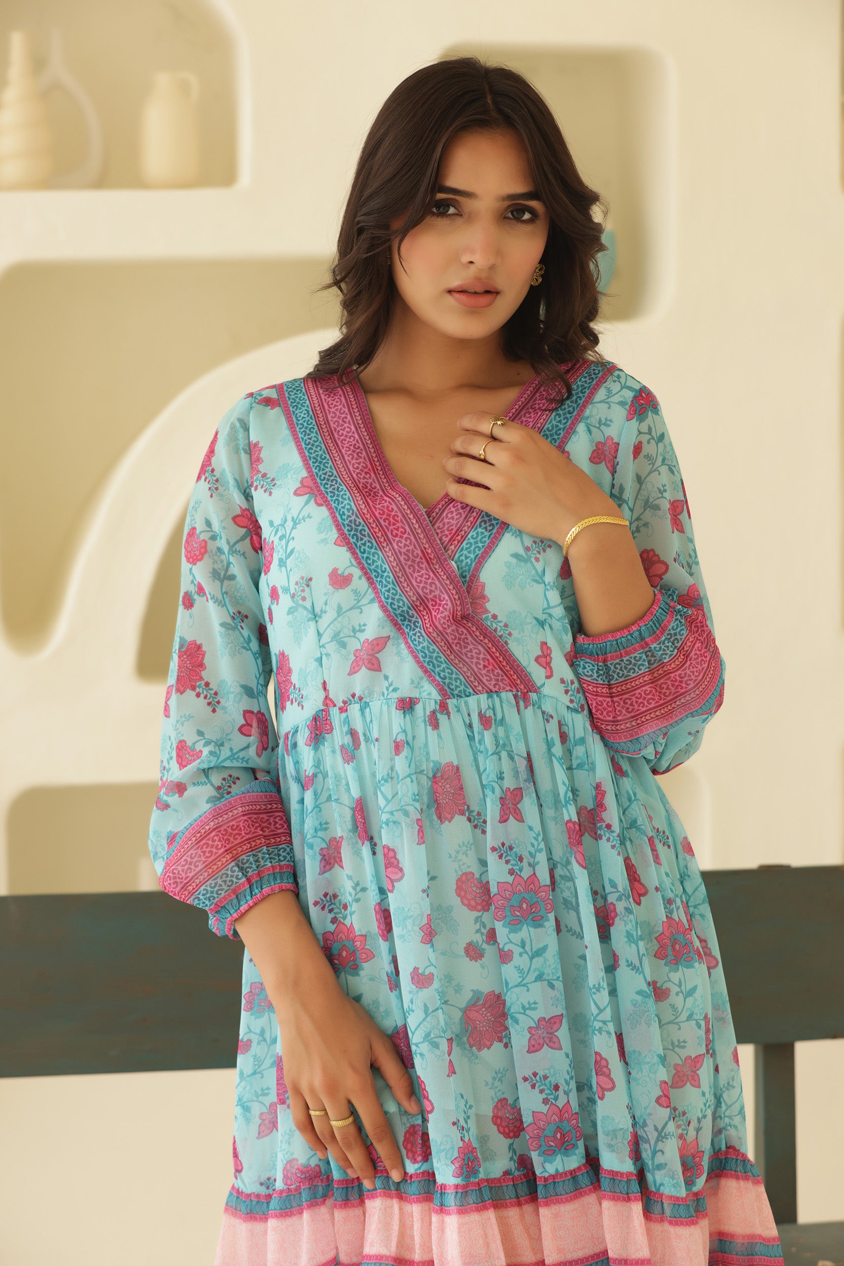 Georgette Chings Blue Short Dress