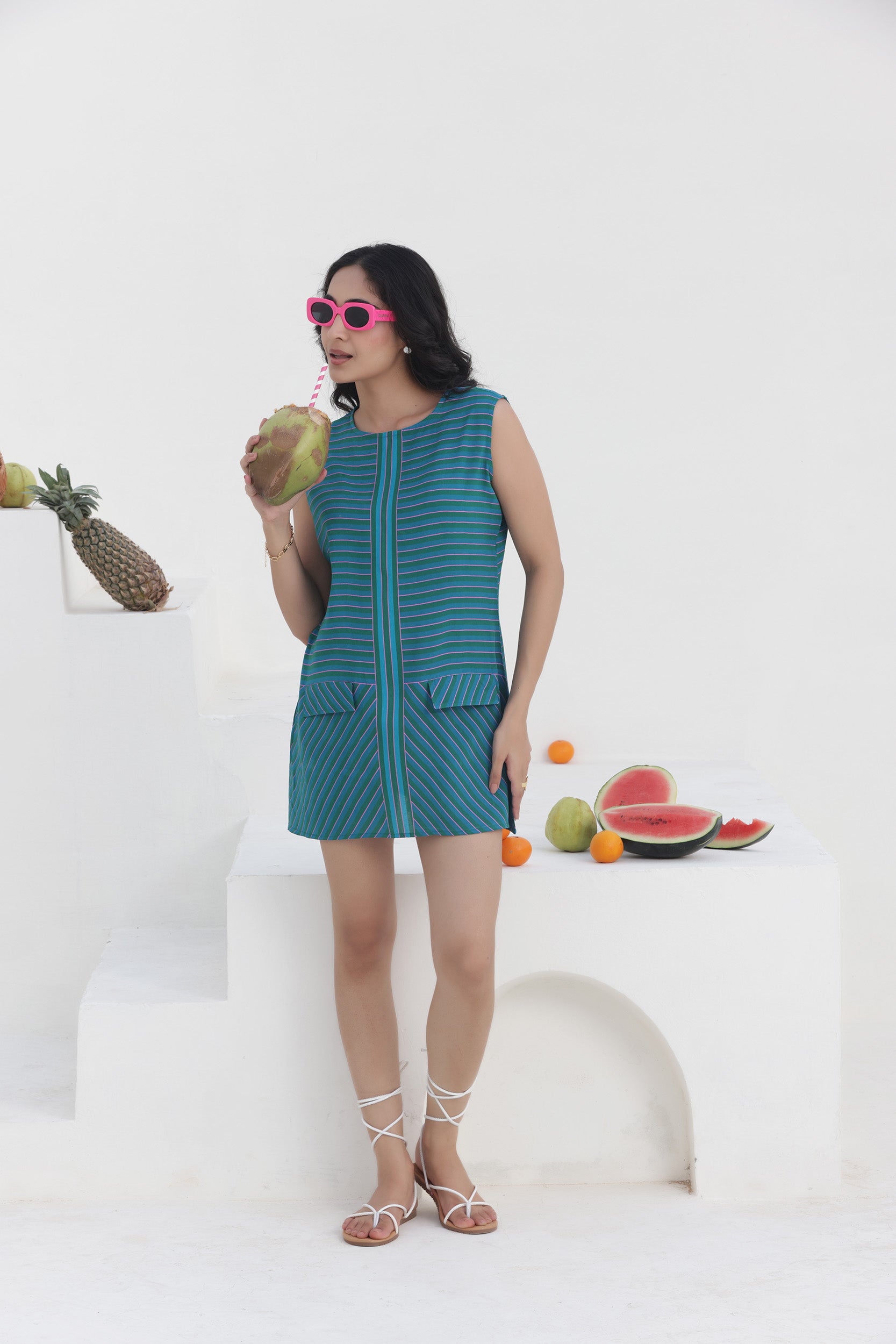 Rayon Teal Short Dress