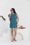 Rayon Teal Short Dress