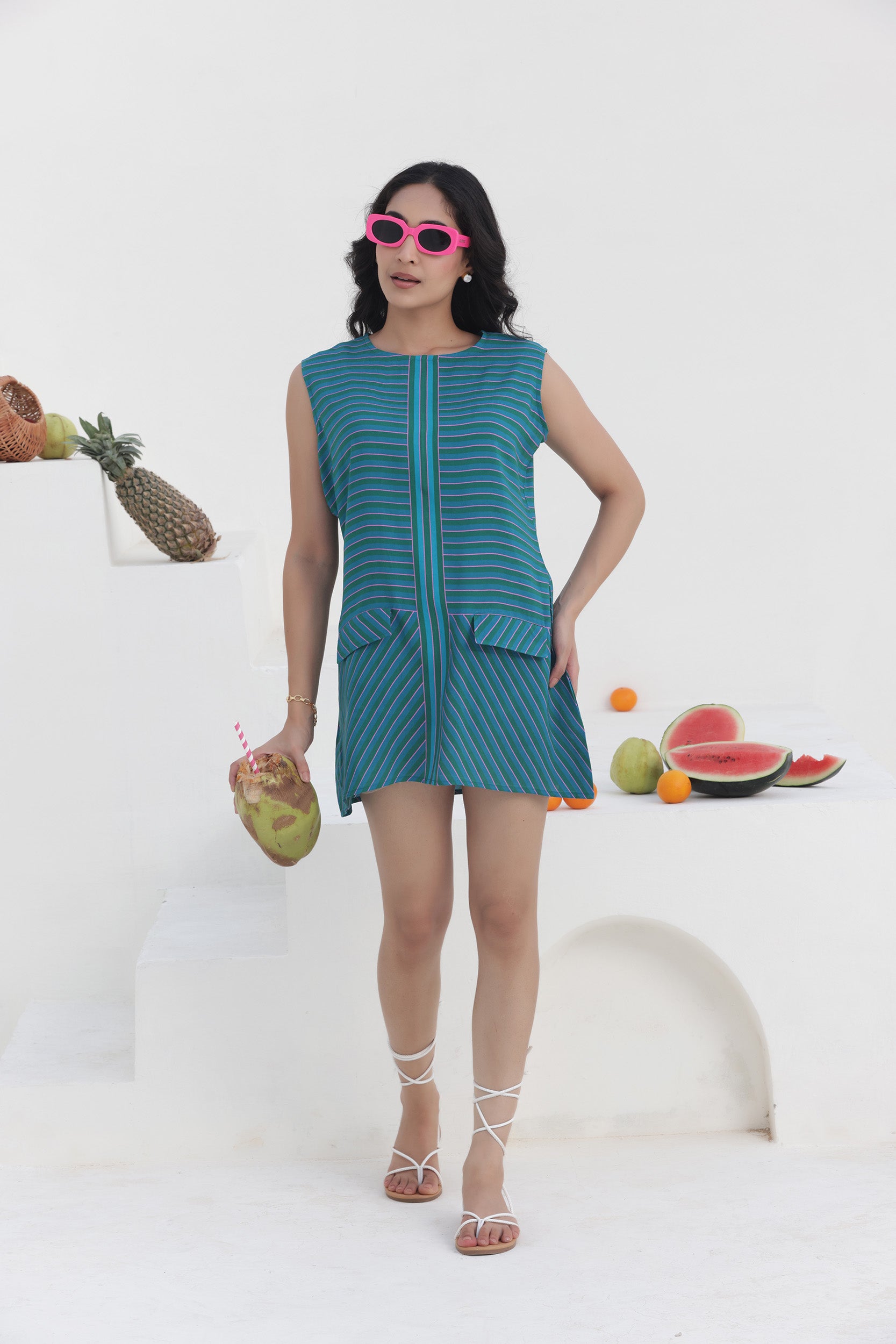 Rayon Teal Short Dress