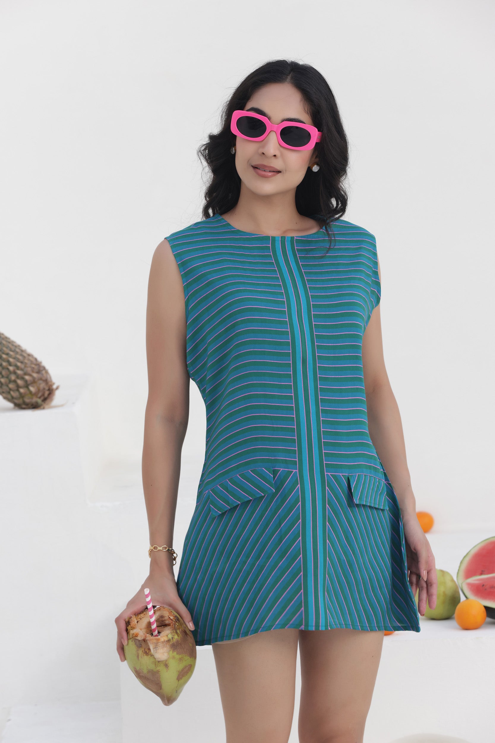 Rayon Teal Short Dress