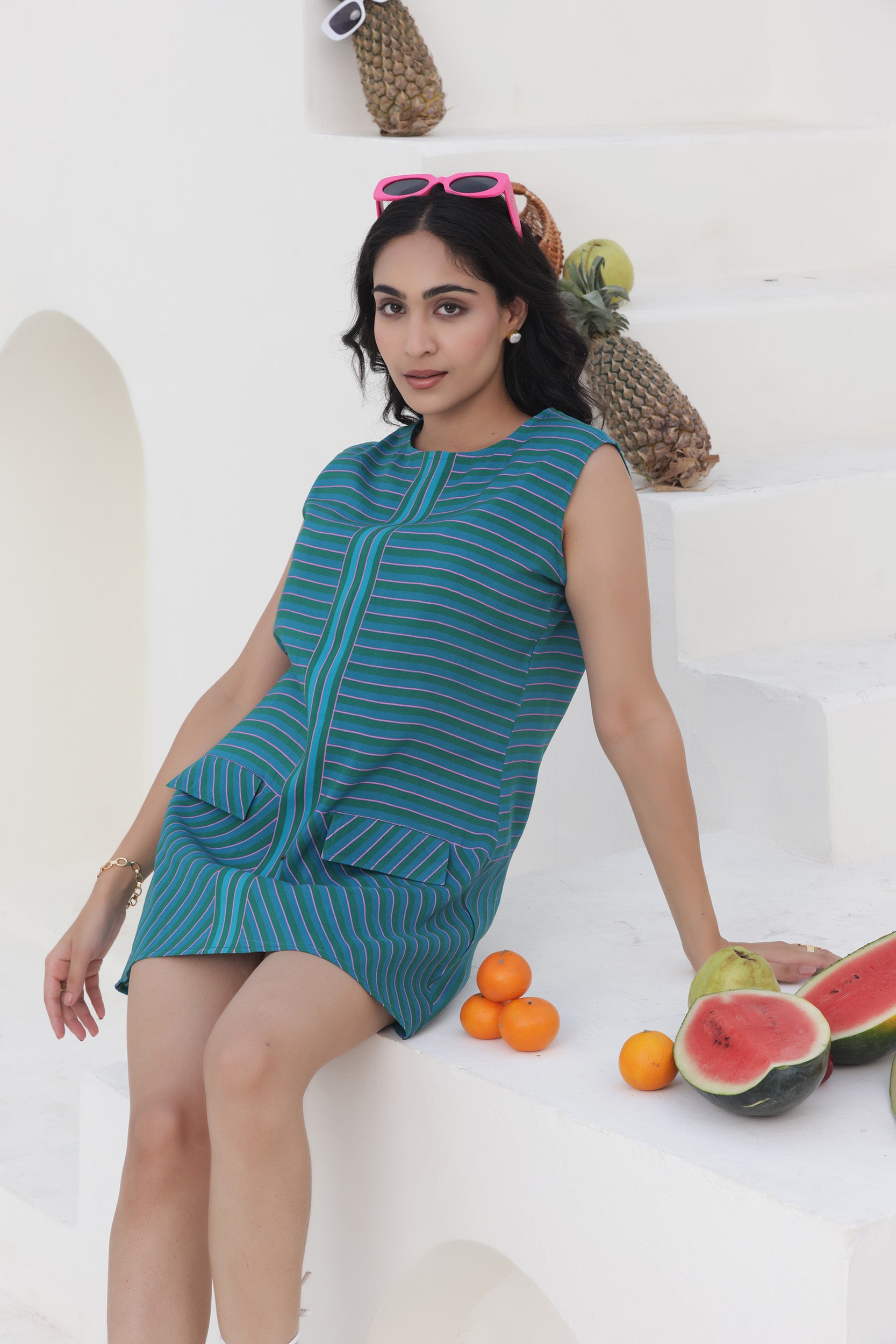 Rayon Teal Short Dress