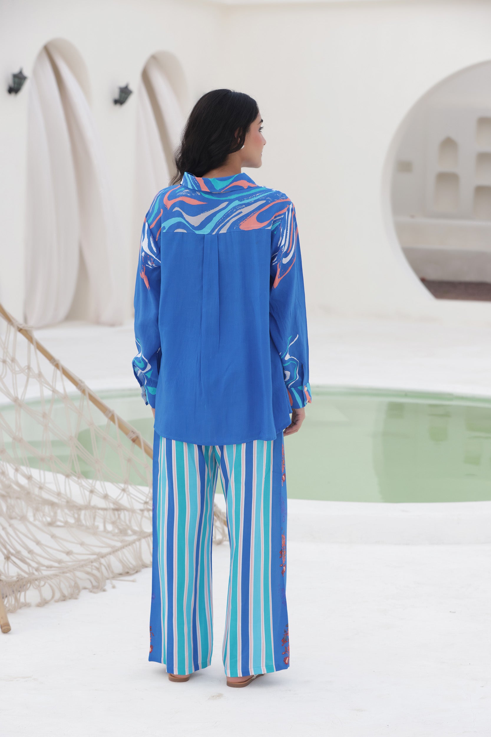 Rayon Blue Tulip Co-ord Set