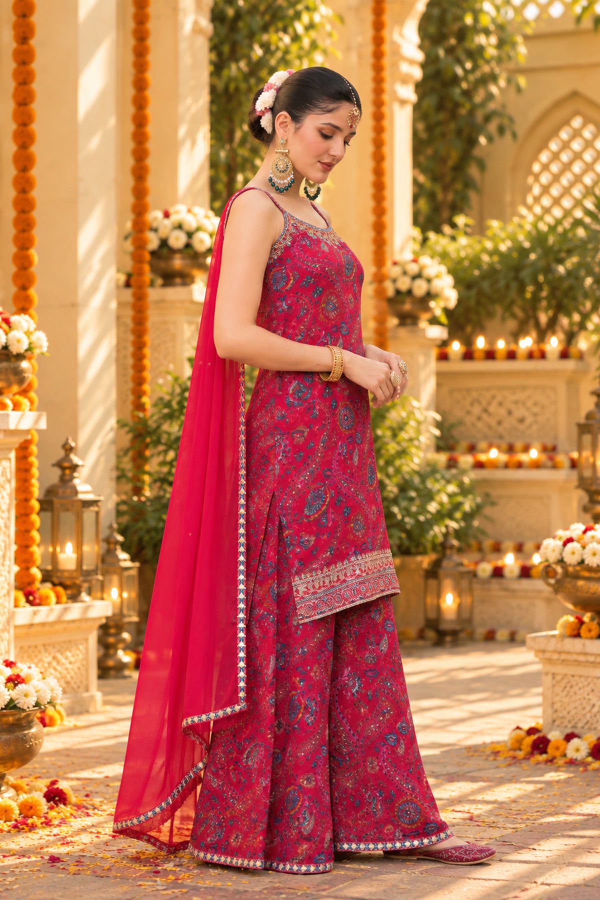 Rani Pink Paisley Sharara Set