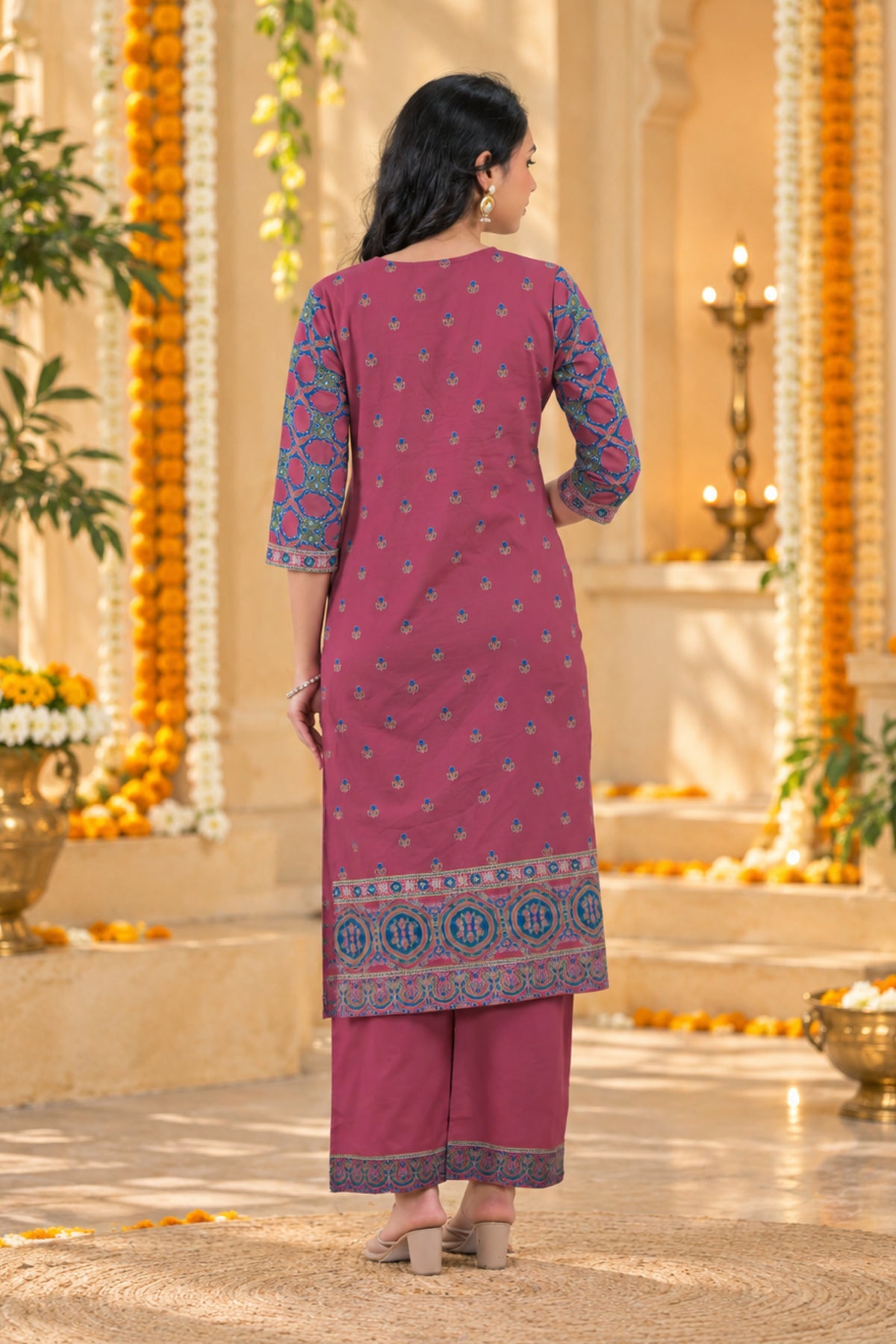 Rosewood Trellis Print Kurta