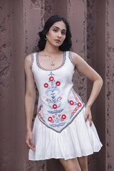 White Embroidery Mini Dress