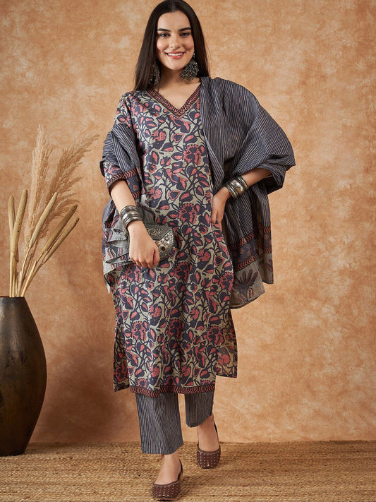 Women Cotton Printed Kurta Set