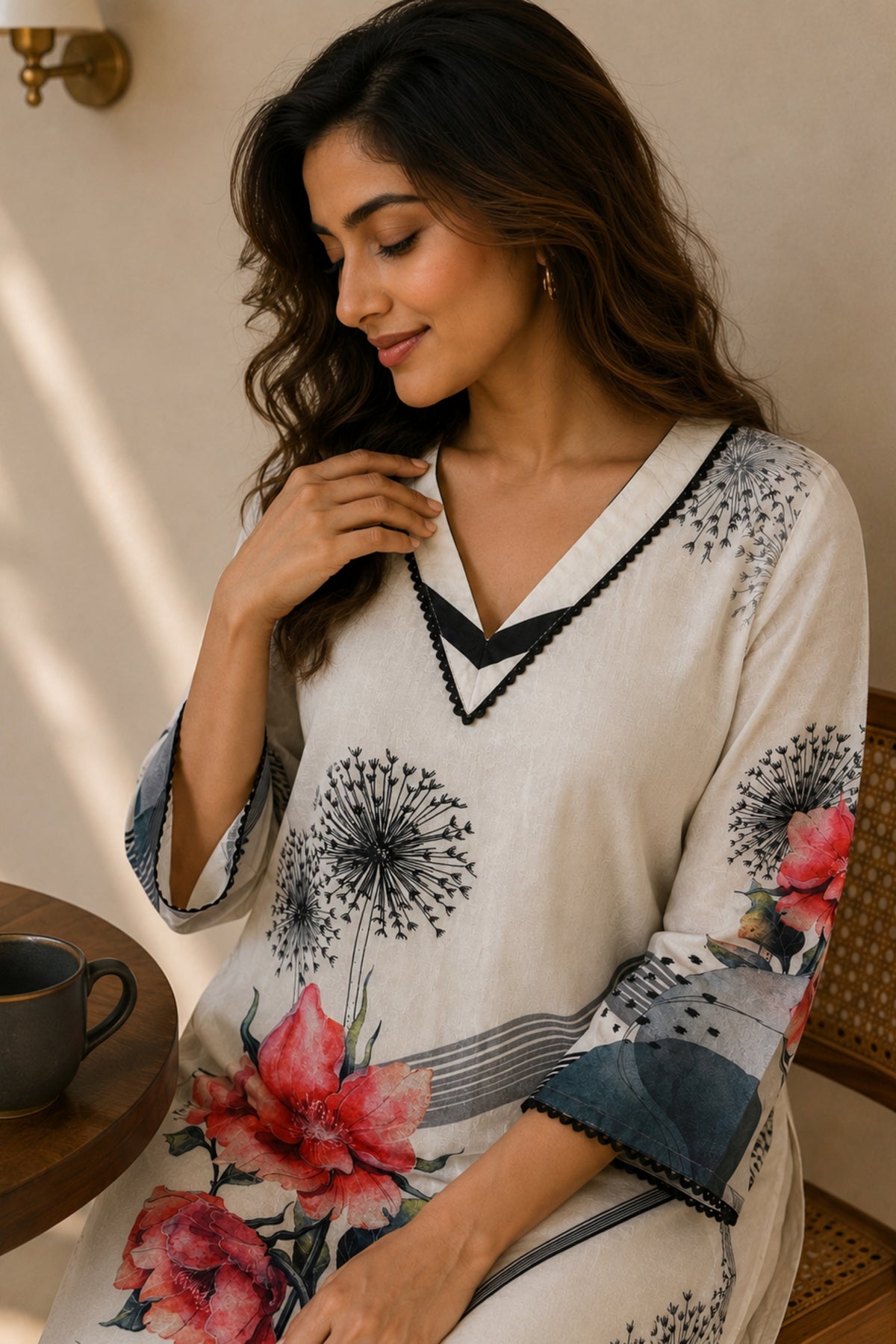 Ivory Dandelion Bloom Kurta Set
