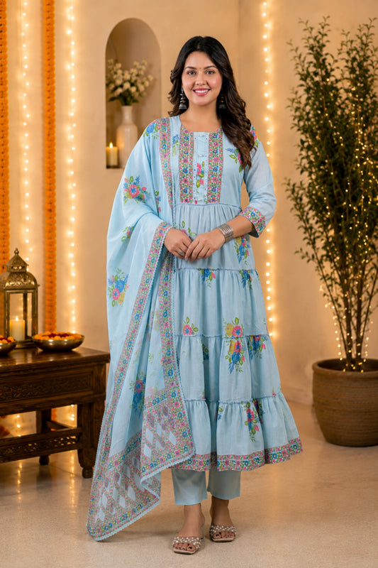Aasman Tiered Anarkali Set