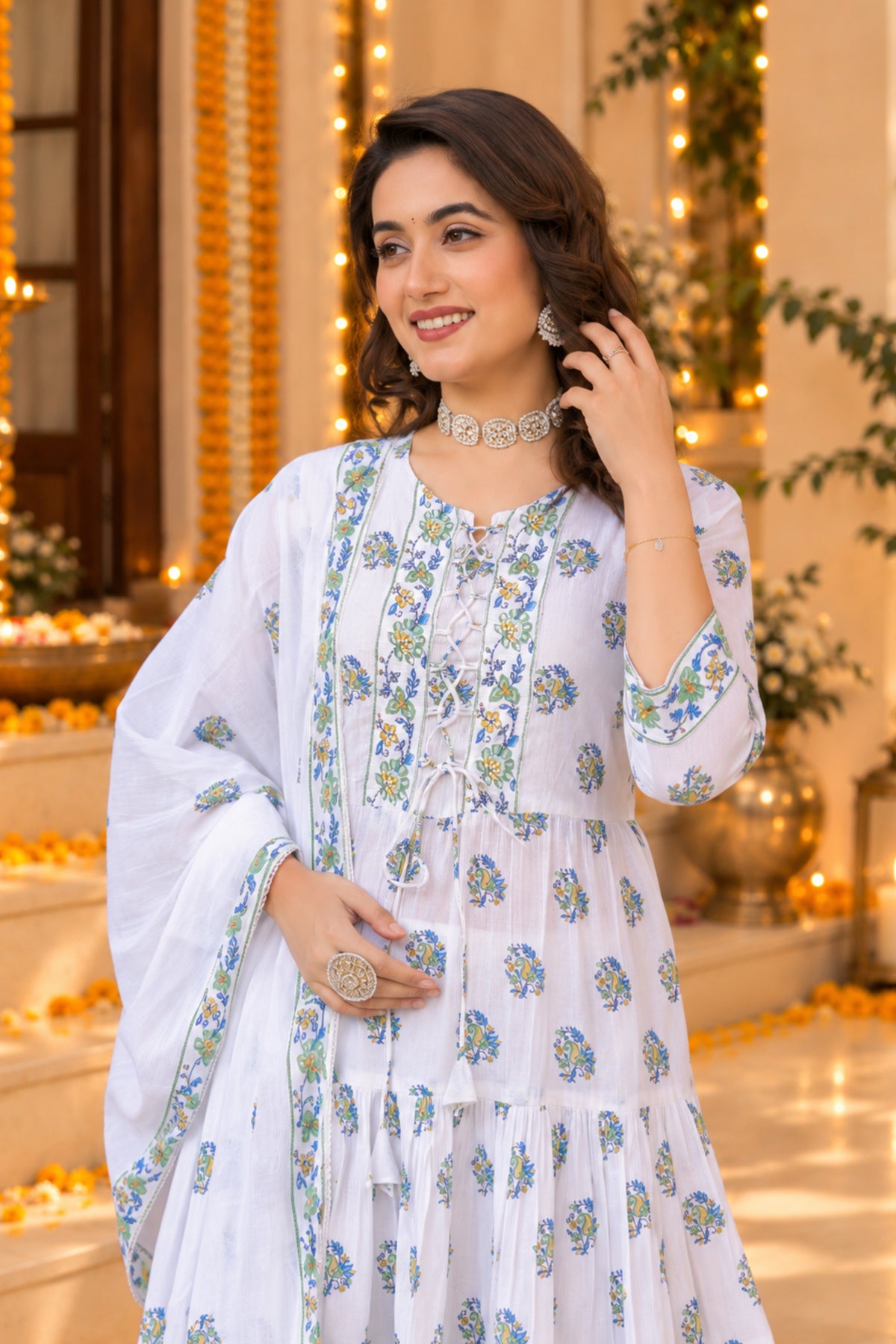 Neel Bloom Lace-Up Dress