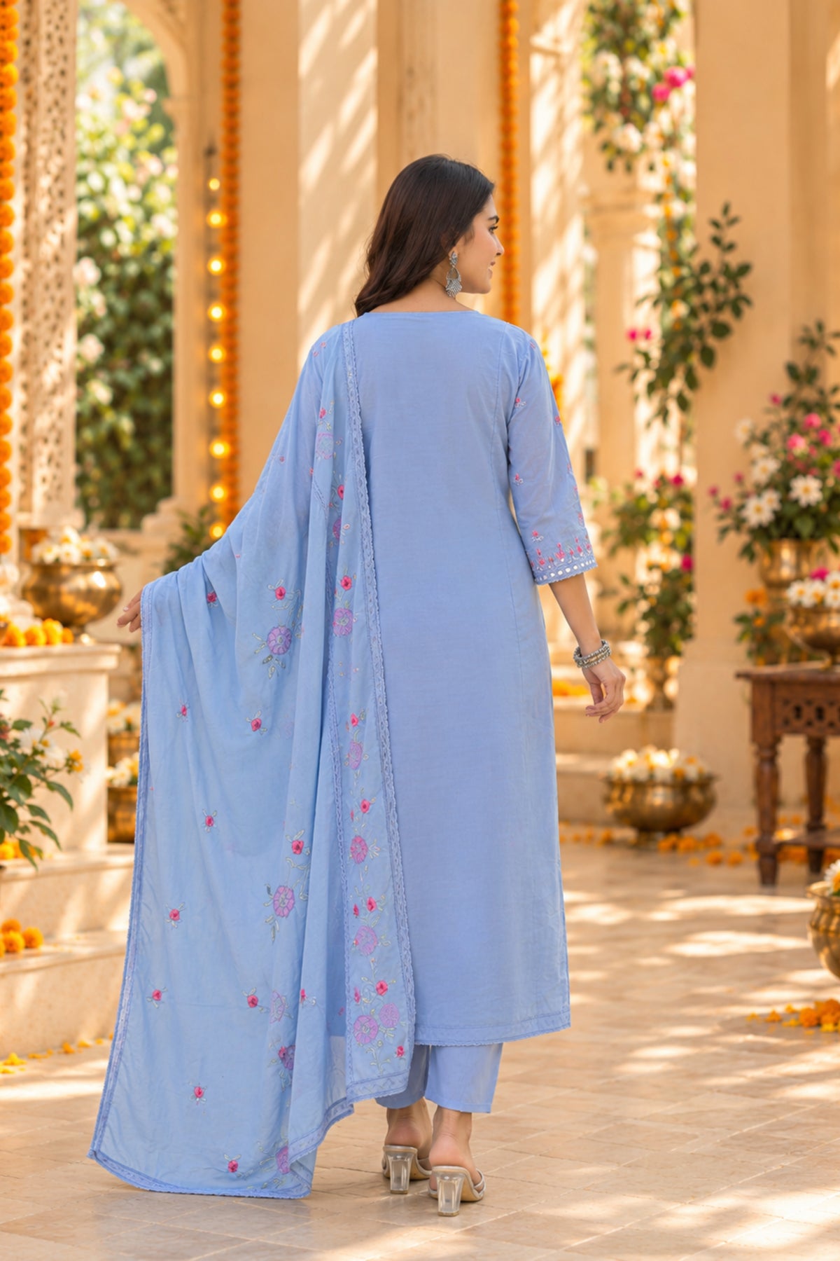 Dhruvi Blue Lace-Up Dress