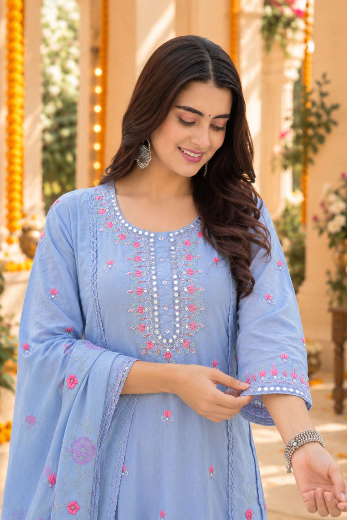 Dhruvi Blue Lace-Up Dress