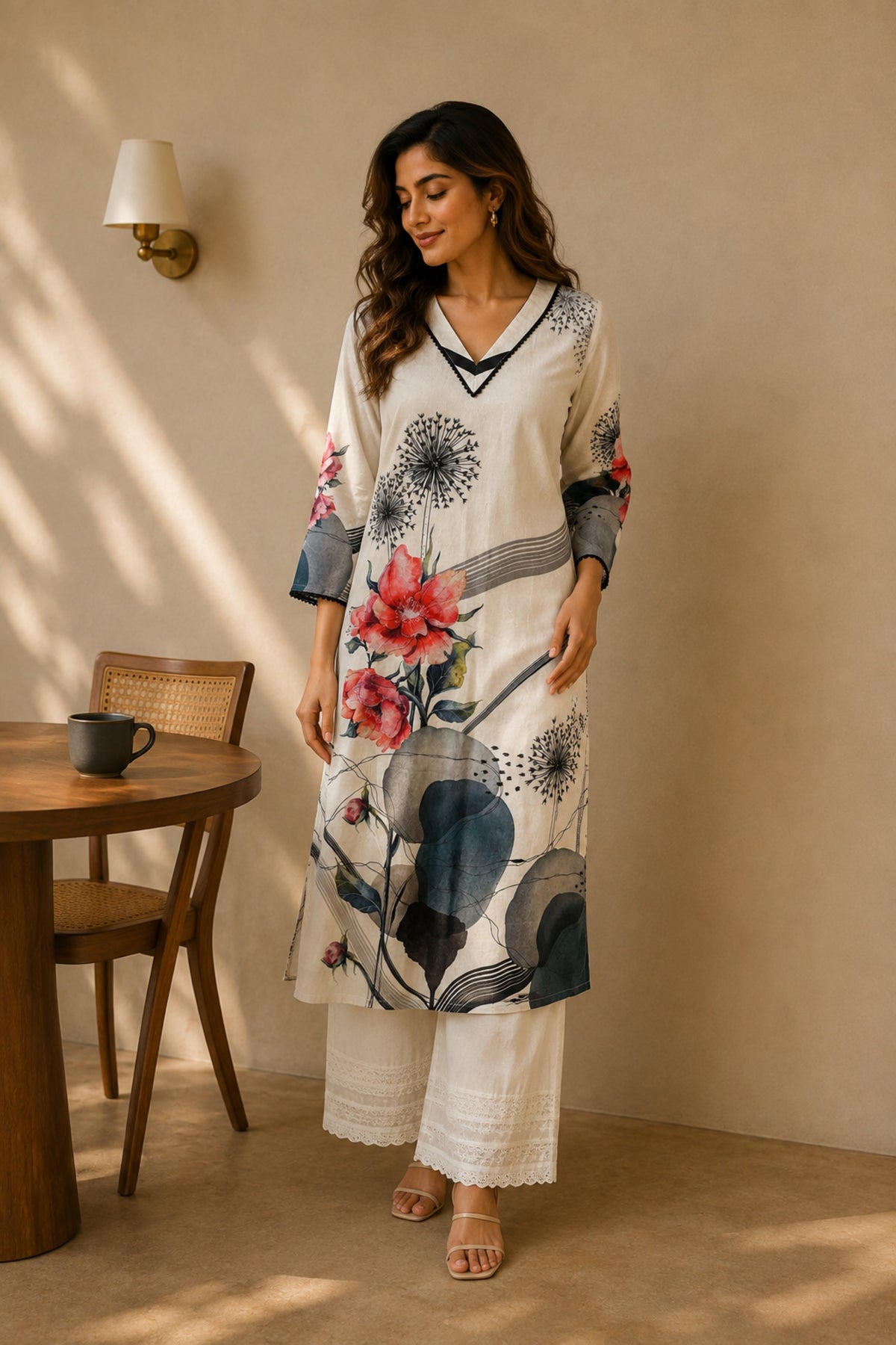 Ivory Dandelion Bloom Kurta Set
