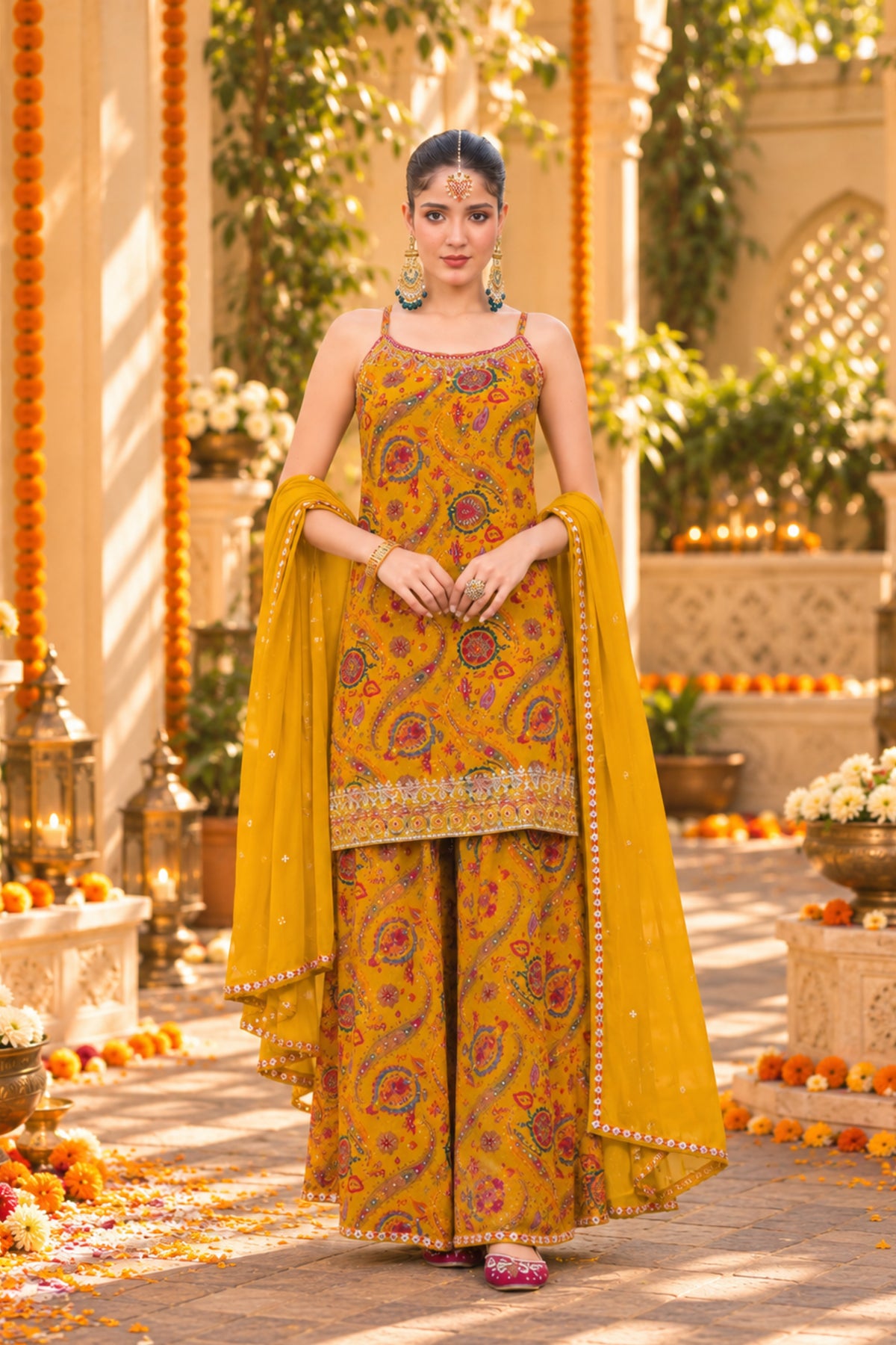 Marigold Paisley Sharara Set