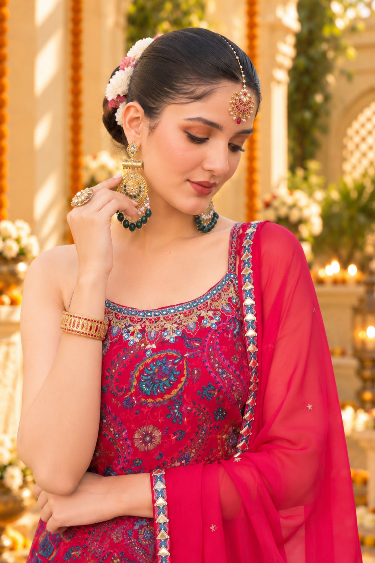 Rani Pink Paisley Sharara Set